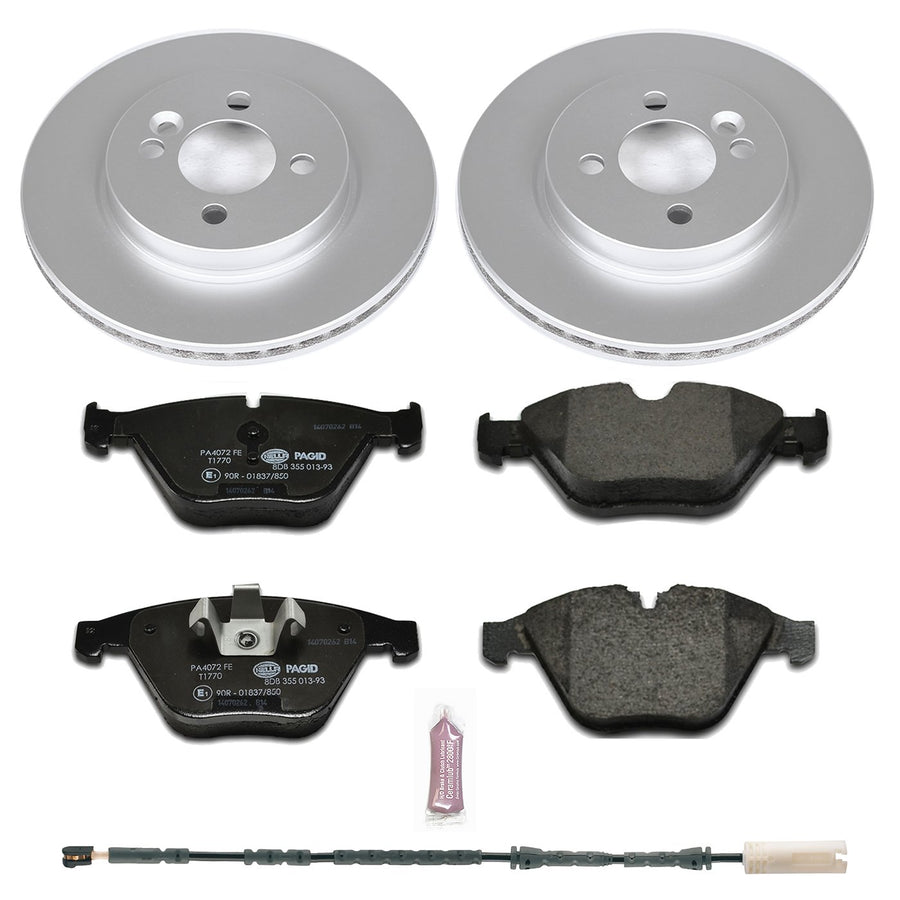 Power Stop ESK6073 Euro-Stop Front Brake Kit and 1 Front Sensor Wire For BMW 328i xDrive 2011-2013, BMW X1 2013-2015 [Model Specific]