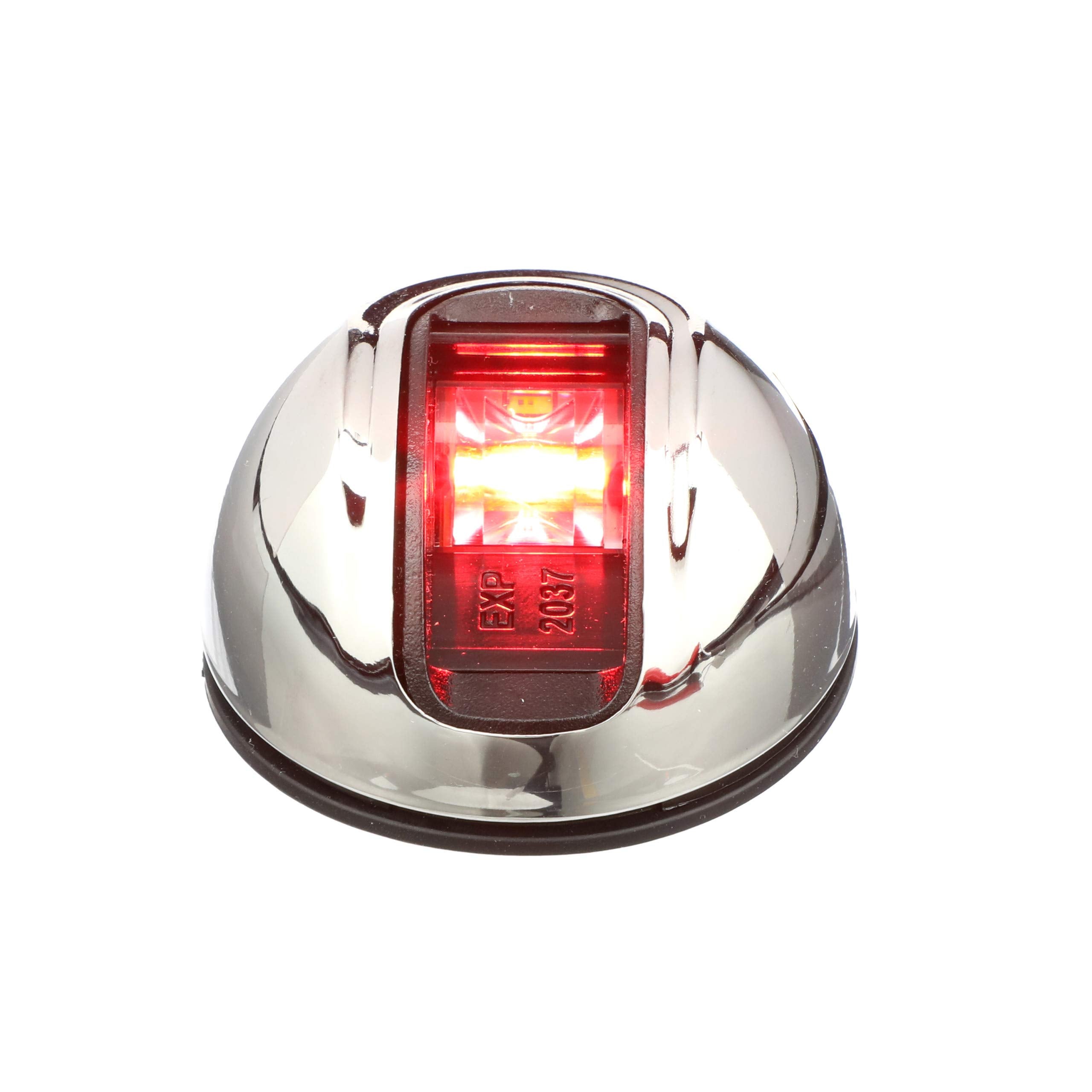 LightArmor attwood 2-Mile Vertical Surface Mount Navigation Light, Red LED Lighting, Round Stainless Housing