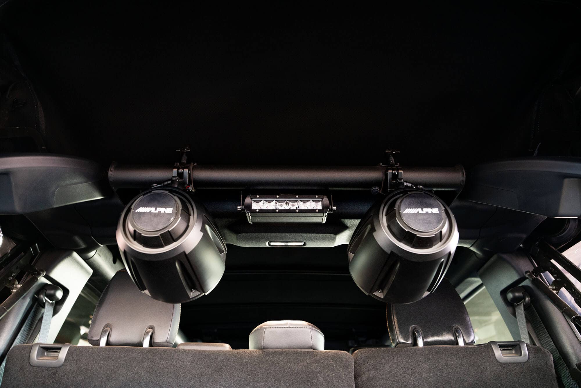 Rear Speaker & Light Bar Mount DV8 Offroad for 2021-2025 Ford Bronco 4-Door | Attach Speaker Cans | 10" Flat Mount for Light Bar or Pods | Fits Inside Rear Roll Bar