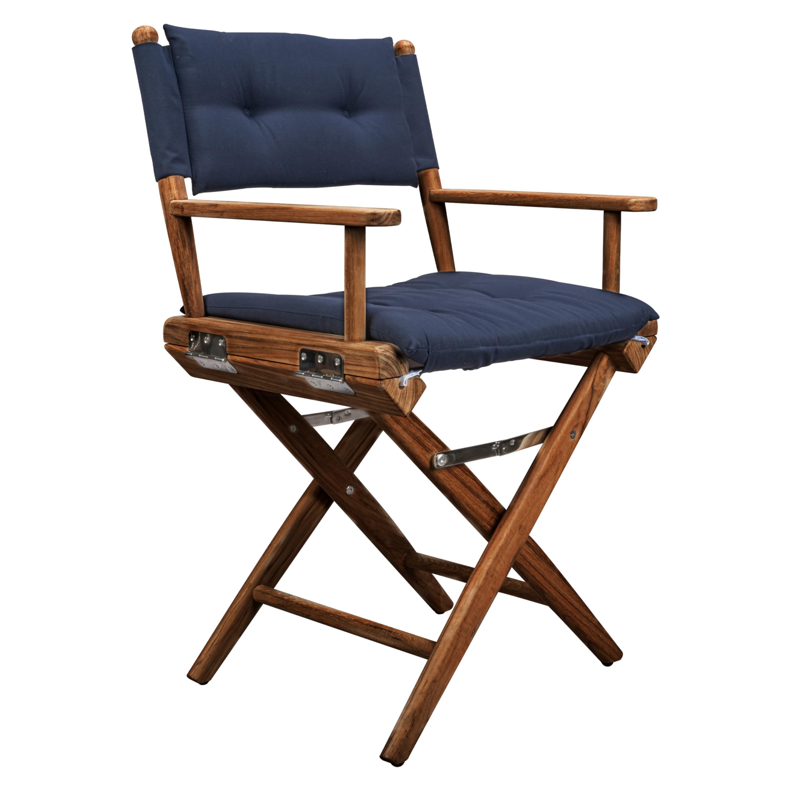 Teak Director's Chair Whitecap 61042 with Navy Cushion - 18"