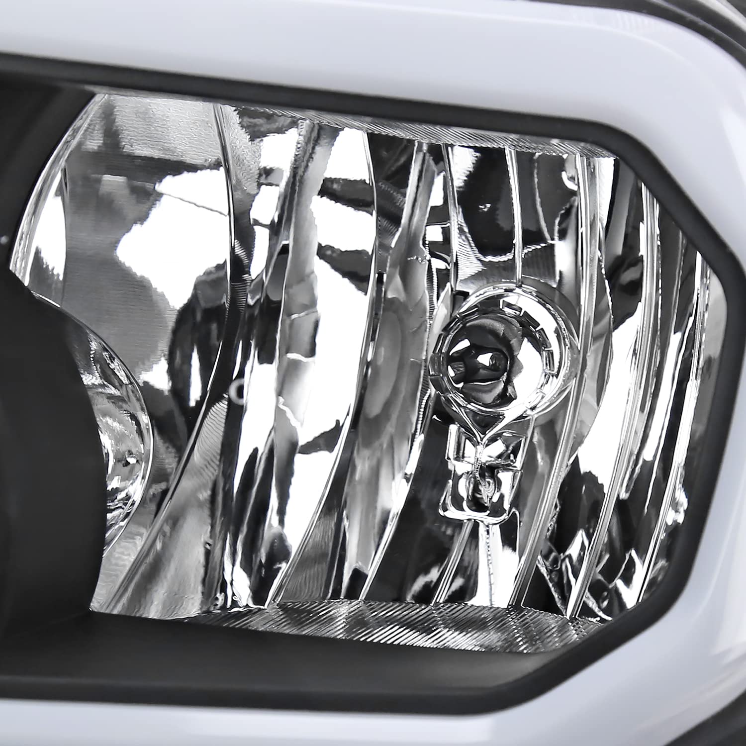 Black Headlights w/LED Tube SPEC-D TUNING Compatible with 2007-2013 Toyota Tundra, Left + Right Pair Headlamp Assembly