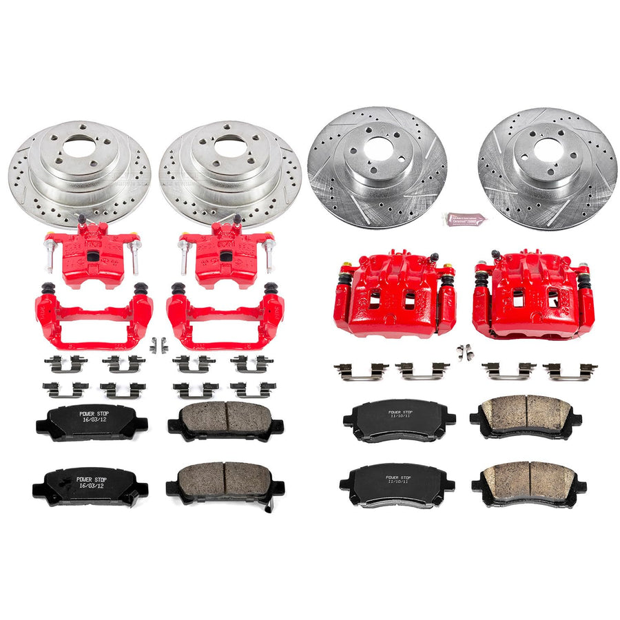 Power Stop Z23 Evolution Sport KC2371 1-Click Brake Kit with Powder Coated Calipers (Brake Pads, Drilled/Slotted Rotors) For Subaru Impreza 2002-2003 [Model Specific]