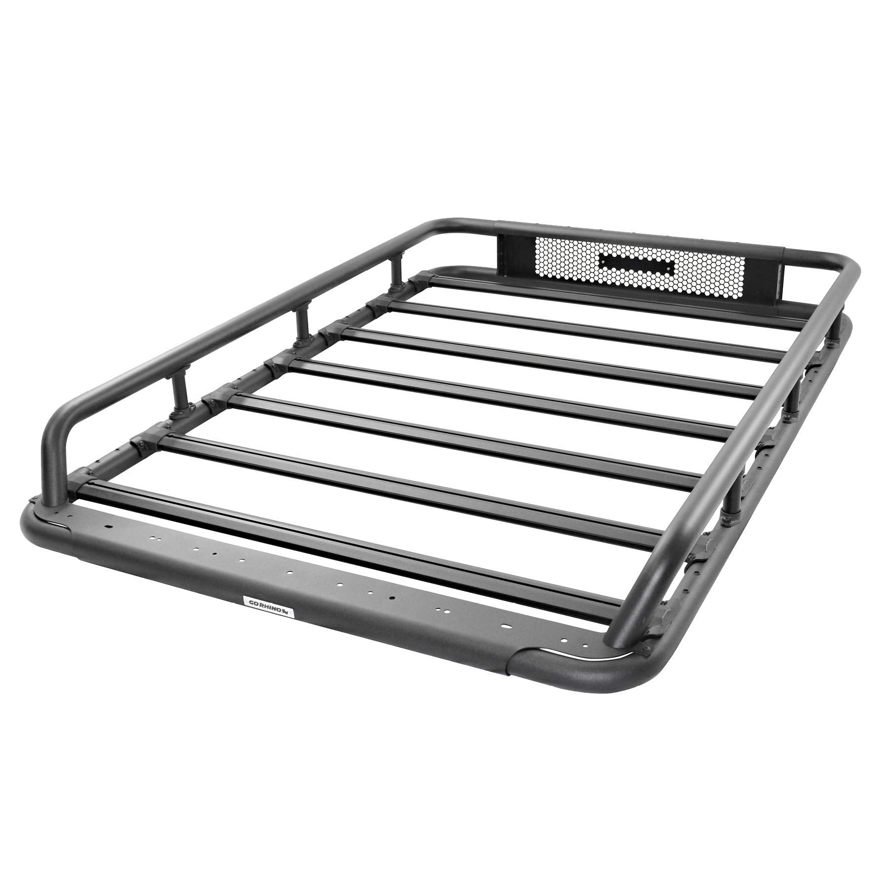 Go Rhino Roof Rack SRM 600 - Tubular Basket-Style Rack & Clamps | Aluminum, Textured Black, L: 75" x W: 52" | 5936075T