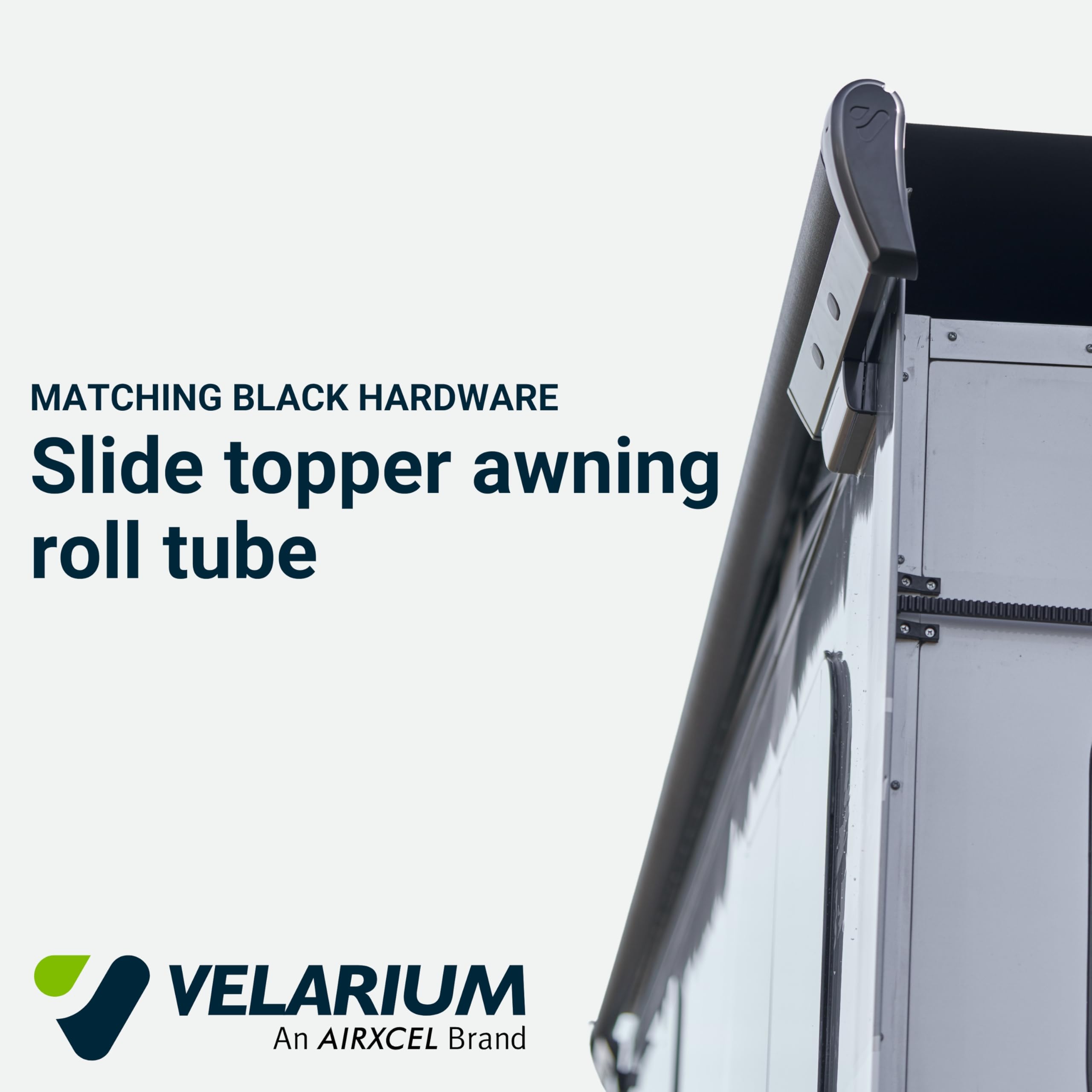 Complete Velarium 102" Slide Topper Awning Roll Tube with Black Canopy and Matching Black Hardware – Easy Install RV Slide Outs – Fits Rooms 91"-97", Heavy-Duty Protection, UV Resistant, Outdoor Use
