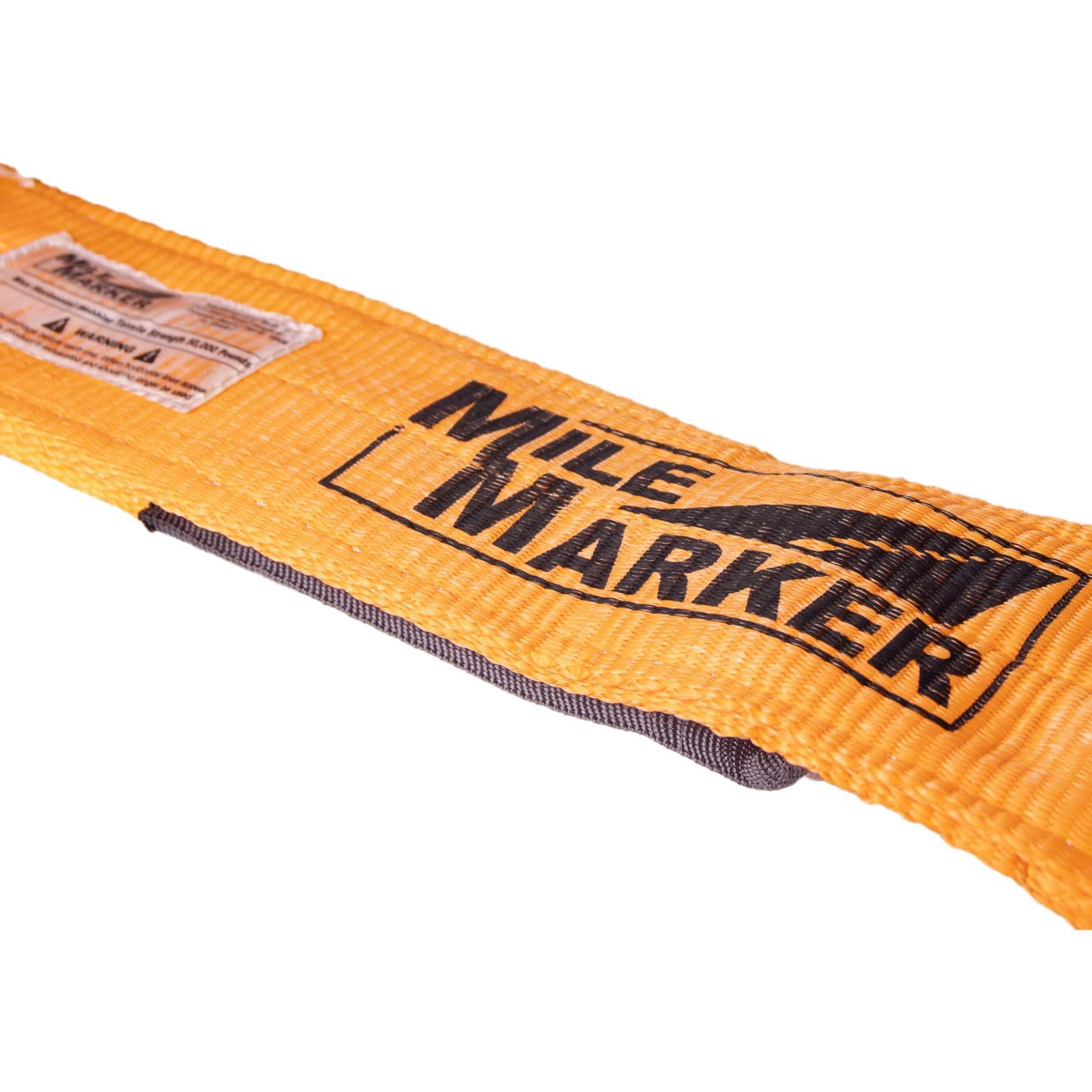 Mile Marker Single Orange 4" x 6' 19406 Tree Saver Strap - Rated at 50,000 Pound Capacity - Safe & Responsible Off Road Rescues - Reinforced Eyelet on Each End