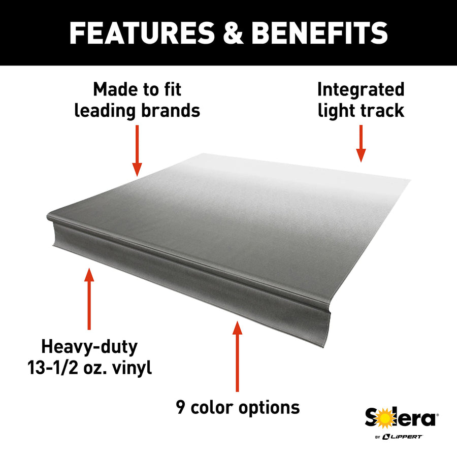 Solera Heavy-Duty Universal Fit Vinyl RV Patio Awning Replacement Fabric White Fade 18' Awning (17'4" Fabric)