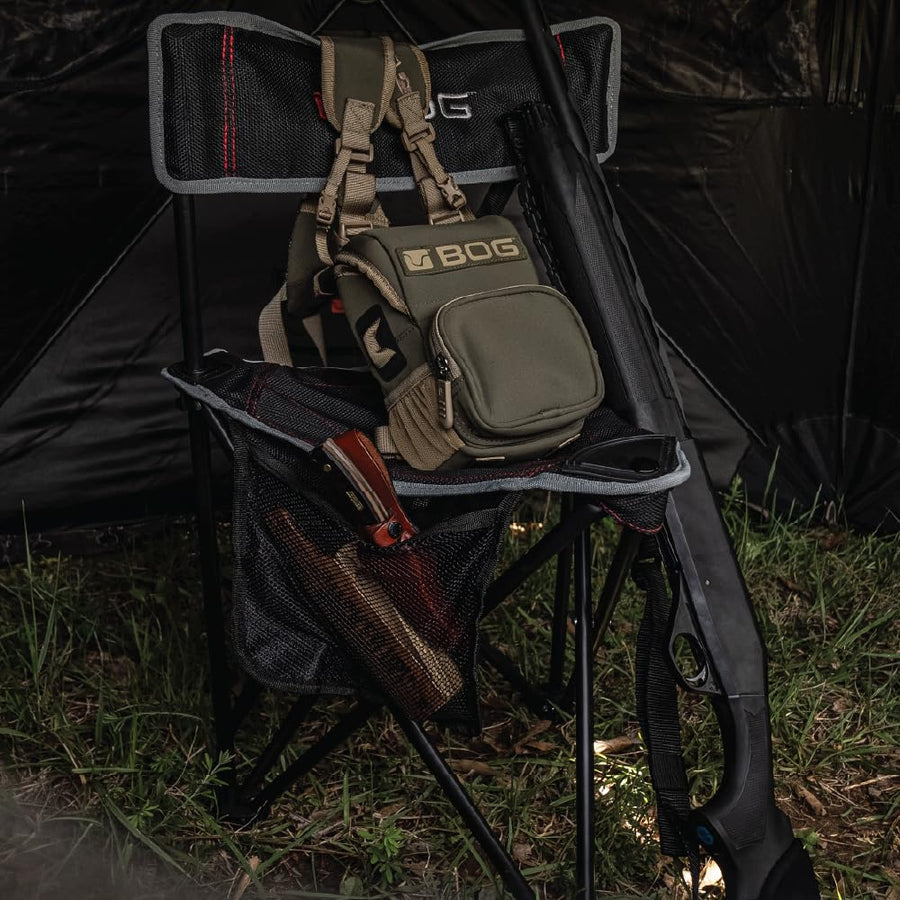 Triple Play BOG Ground Blind Chair with Rugged Construction, Aluminum Frame, Extended Seat Area, Quiet Setup, Breathable Textilene Fabric, Collapsible, and Carry Bag for Hunting, Shooting, and Outdoor