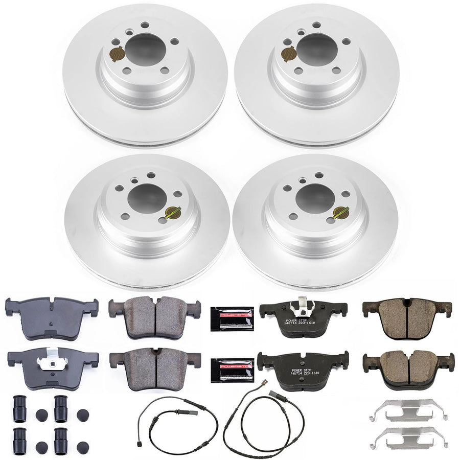 Power Stop CRK7936 Brake Rotor Coated and Ceramic Brake Pads- Front & Rear For BMW 328i xDrive 2015, BMW 428i Gran Coupe 2015, BMW 428i xDrive Gran Coupe 2015 [Model Specific]