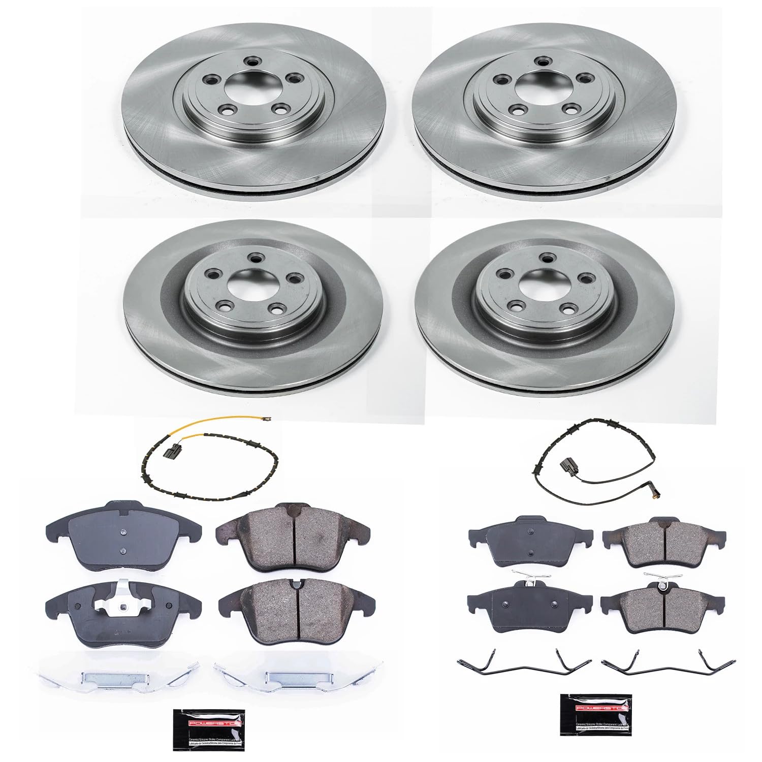 Power Stop KOE7592 Front and Rear Replacement Brake Kit-OE Brake Rotors & Ceramic Brake Pads For Jaguar XF 2013-2015 [Model Specific]
