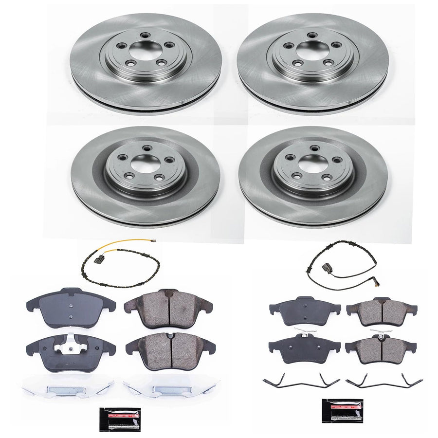 Power Stop KOE7592 Front and Rear Replacement Brake Kit-OE Brake Rotors & Ceramic Brake Pads For Jaguar XF 2013-2015 [Model Specific]