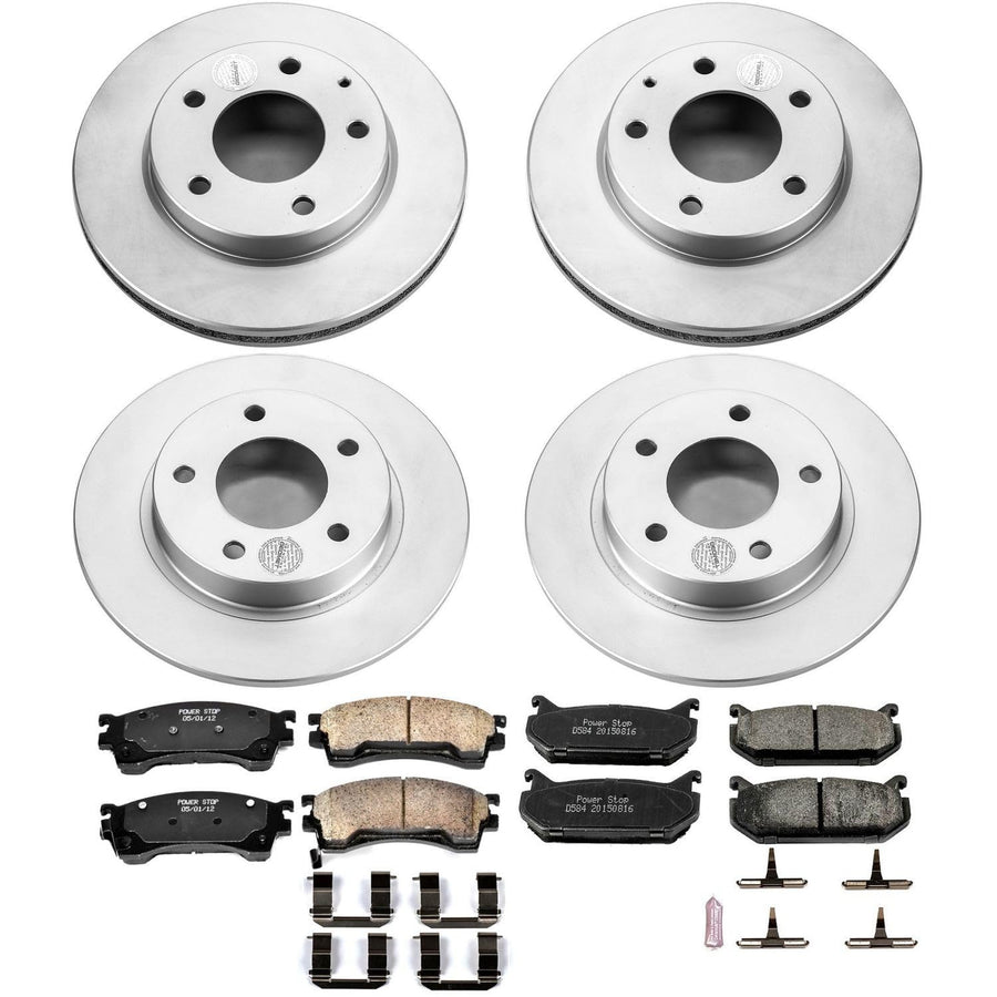 Power Stop CRK783 Brake Rotor Coated and Ceramic Brake Pads- Front & Rear For Ford Probe 1993-1997, Mazda 626 1993-1997, Mazda MX-6 1993-1997 [Model Specific]