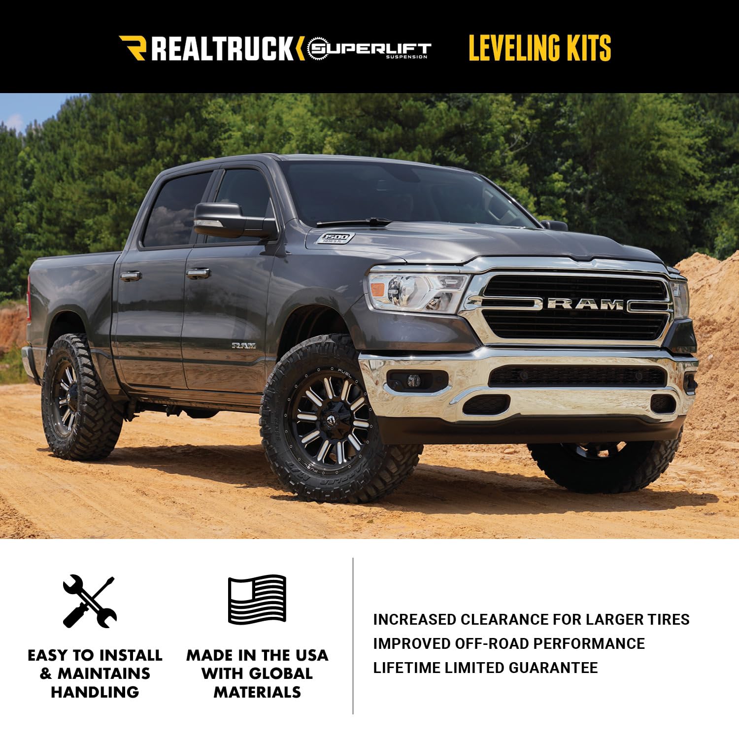 SUPERLIFT RealTruck SUSPENSION 2.5" Leveling Kit for RAM 1500 | Strut Spacers | 40042 | Fits 2006-2018 Dodge RAM 1500 (Does Not fit AirRide Models)