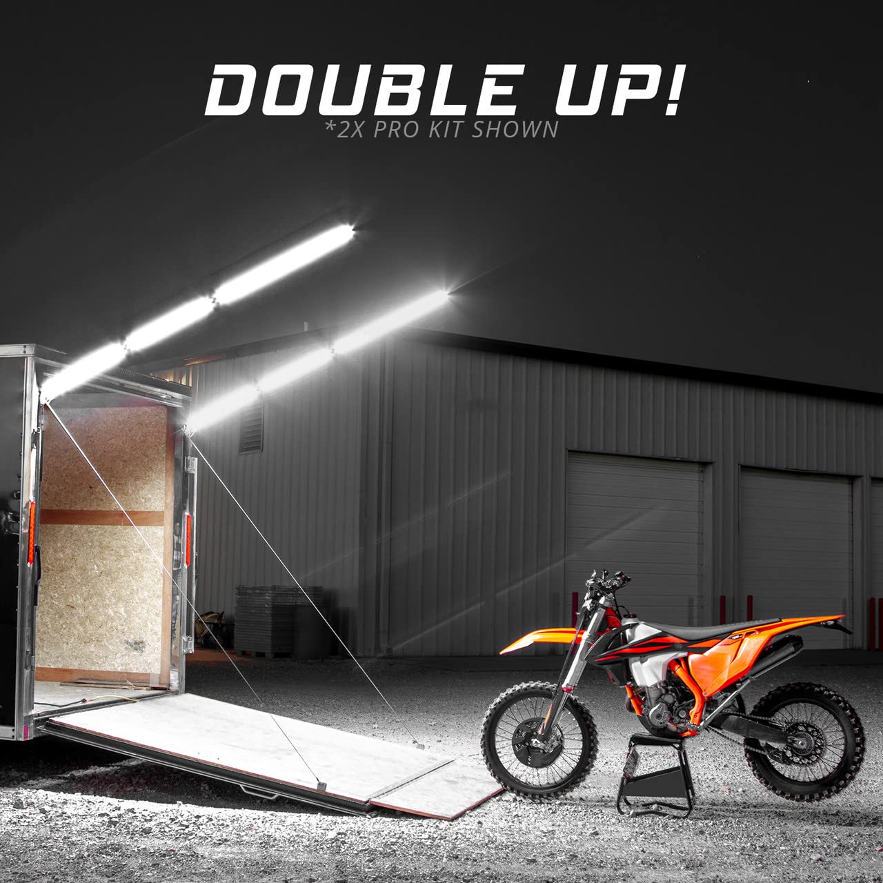 8ft XKGLOW NiteStix Foldable Overhead LED Work Light for Race Trailer Garage Work Truck Shop Lighting