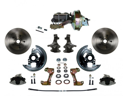 Power LEED BRAKES Front Disc Brake Conversion Kit 2" Drop Spindle With 9" Zinc Booster Cast Iron M/C Disc/Disc Side Mount