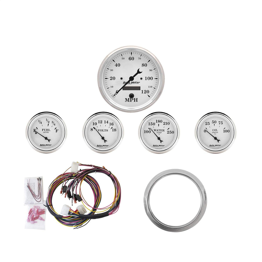Gauge Kit AutoMeter 7034-OTW, 5 Pc, Chevy Car 59-60, Mph/Fuel/Oilp/Wtmp/Bat, OTW