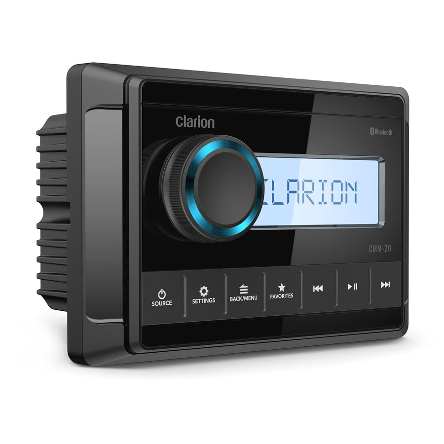 CMM-20 Clarion Marine Source Unit with LCD Display, IP66 Weatherproof Rating, Weather Band, Bluetooth