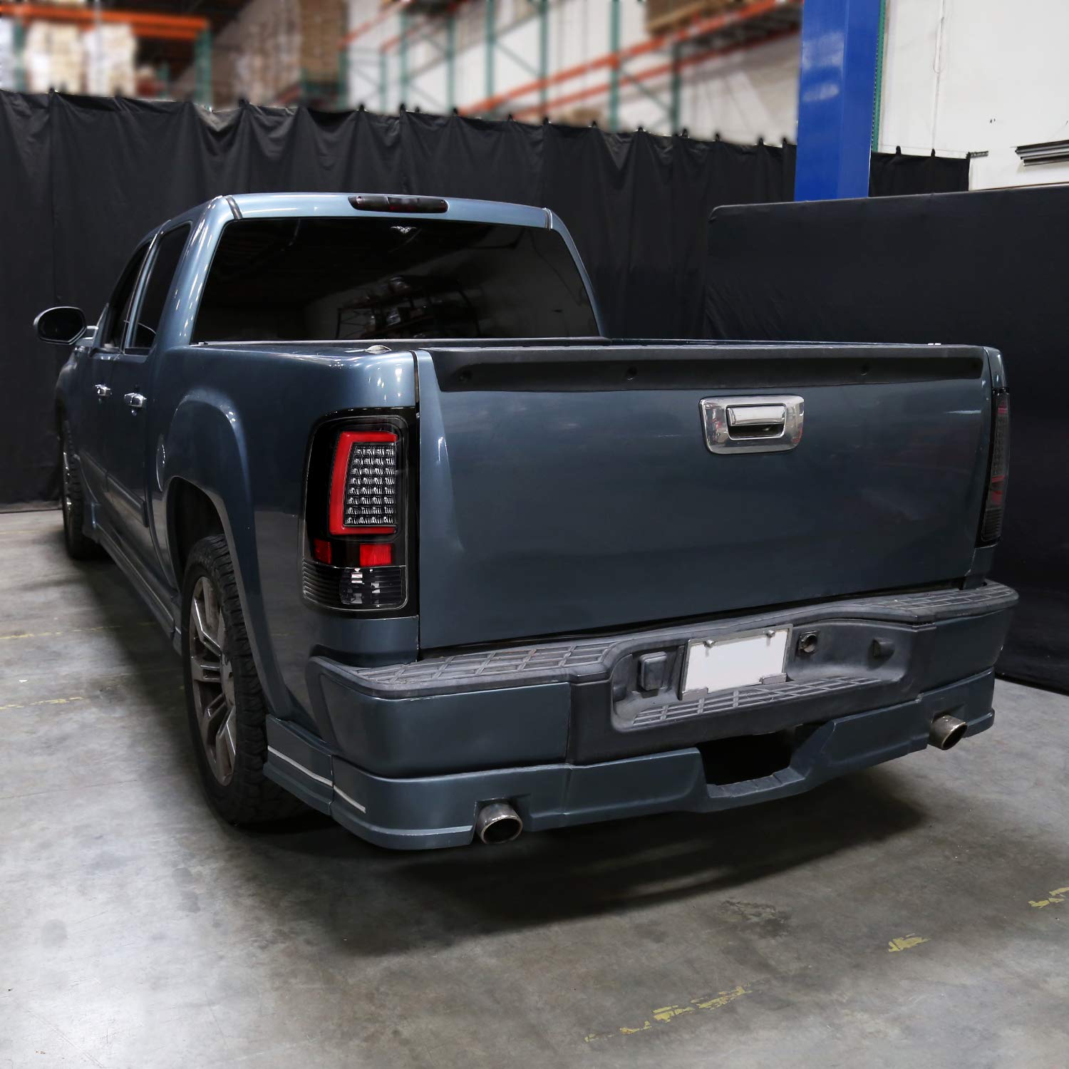 Jet Black LED Tail Lights SPEC-D TUNING w/Red LED Light Bar Compatible with 2007-2013 GMC Sierra 1500, 2007-2014 GMC Sierra 2500HD/3500HD, Left + Right Pair Assembly