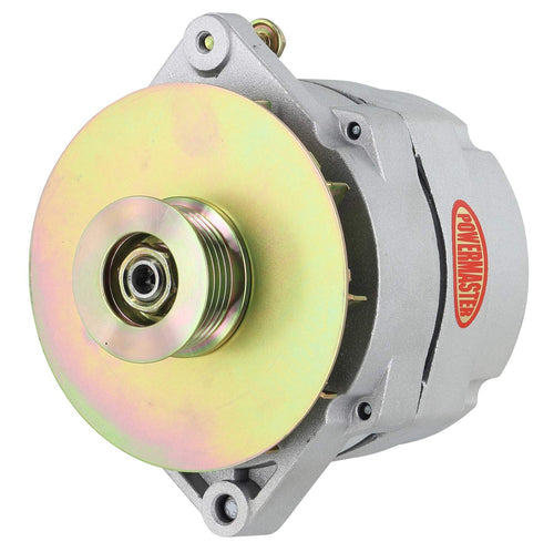 8-46100-347 Powermaster Natural Alternator (Upgrade 100A 6 Groove Pulley & Baffle 1 Wire Motorola Replacement 1" Mating flange)