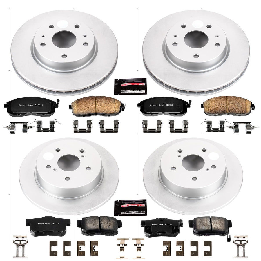 Power Stop CRK5888 Brake Rotor & Coated Ceramic Brake Pads- front & rear For Suzuki SX4 2007-2013 [Model Specific]