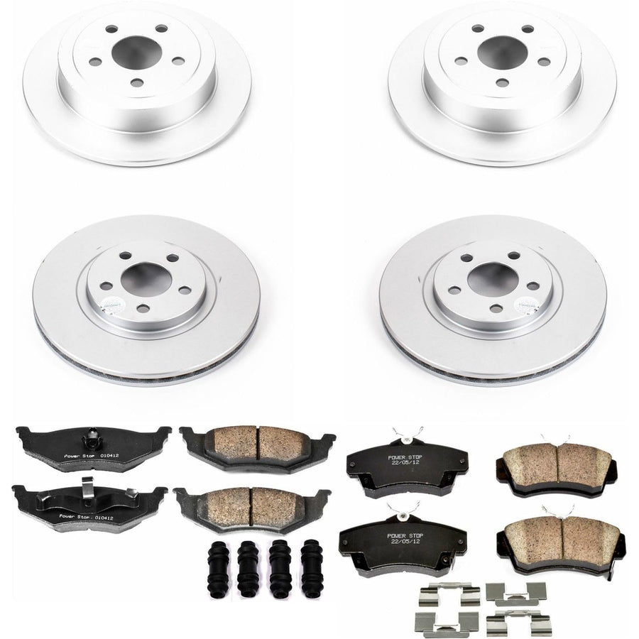 Power Stop CRK1705 Brake Rotor Coated & Ceramic Brake Pads - Front & Rear For Chrysler PT Cruiser 2001-2003 Chrysler PT Cruiser 2006-2007 [Vehicle Specific]