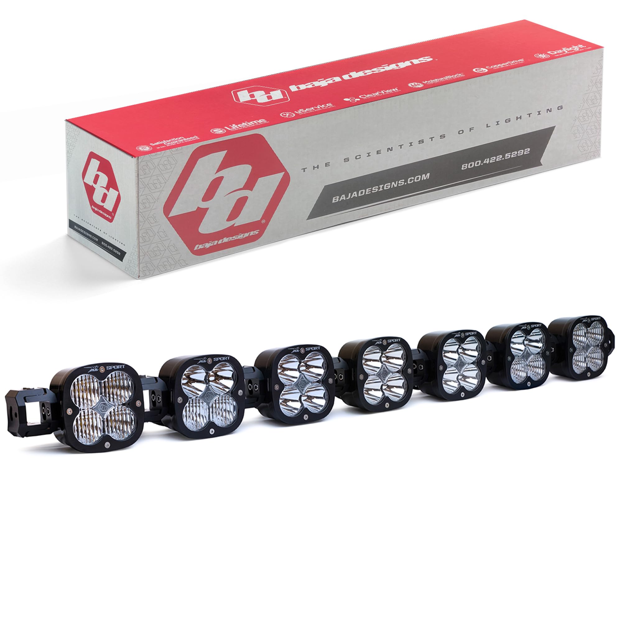 Baja Designs Linkable XL Sport LED Light Bar Kit with Links, Rock Guards - Universal Fit, 156w (6 XL LED)