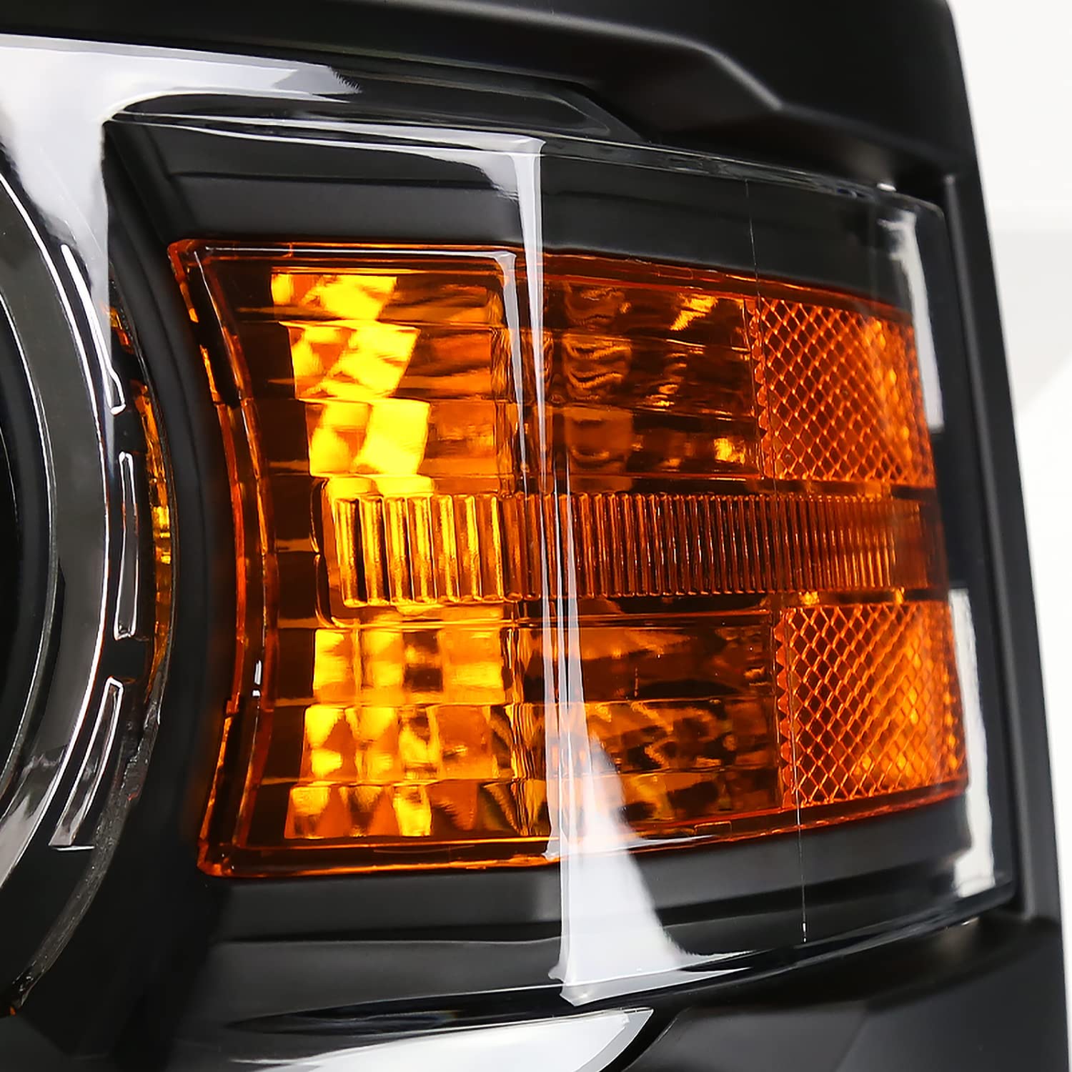 Black Projector Headlights w/Black Trim SPEC-D TUNING Compatible with 2014-2015 Chevy Silverado 1500, Left + Right Pair Headlamps Assembly