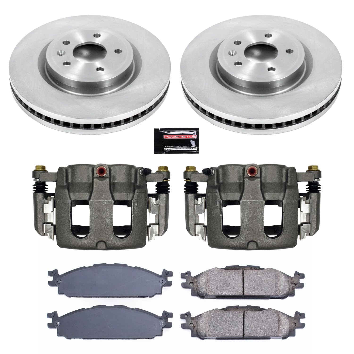 Power Stop KCOE5583 Stock Replacement Front Brake Kit (with Calipers) For Ford Explorer, Ford Flex, Ford Taurus, Lincoln MKS, Lincoln MKT [Model Specific]