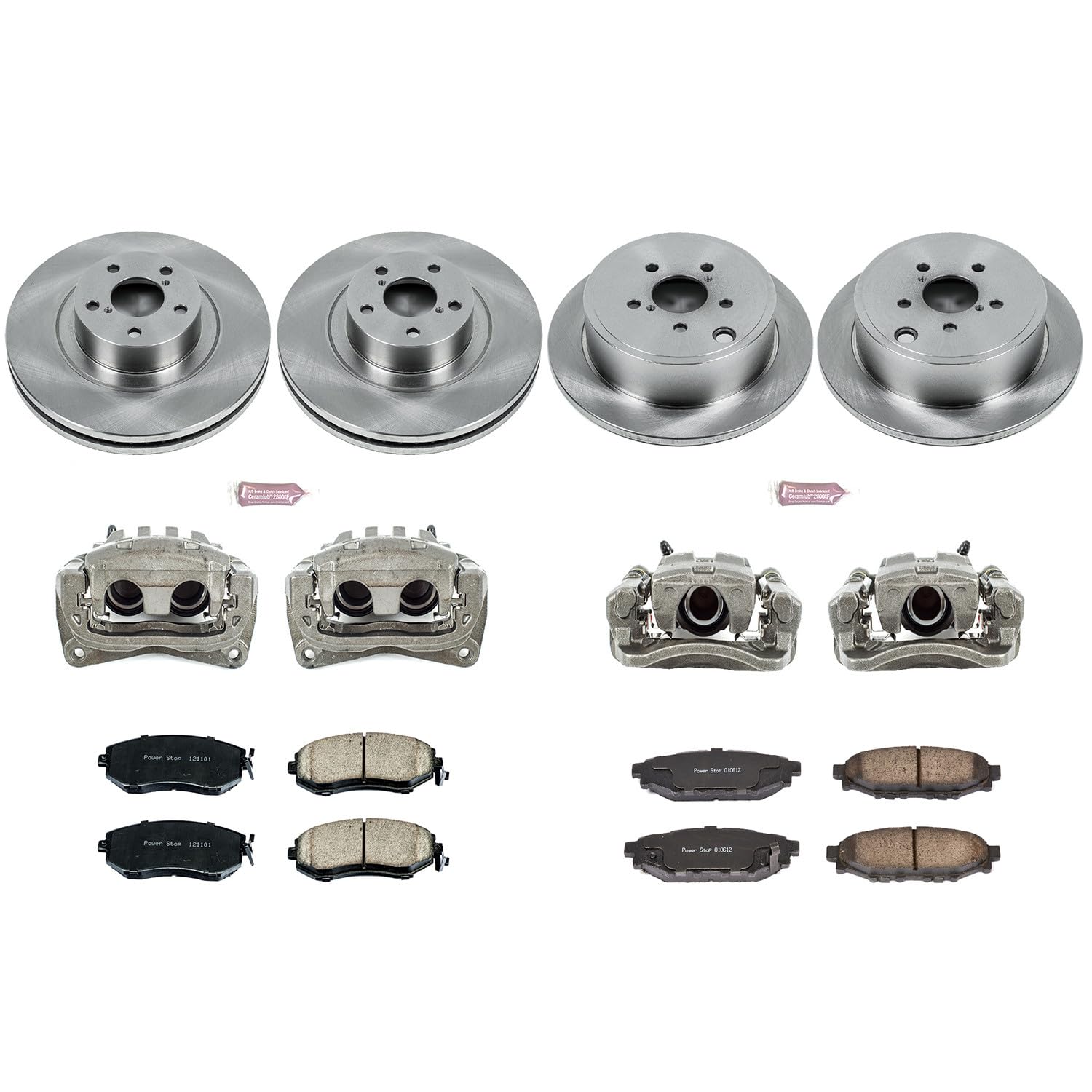 Power Stop KCOE6083 Stock Replacement Front and Rear Brake Kit (with Calipers) For Subaru Forester 2011-2013, Subaru Impreza 2011-2014 [Model Specific]