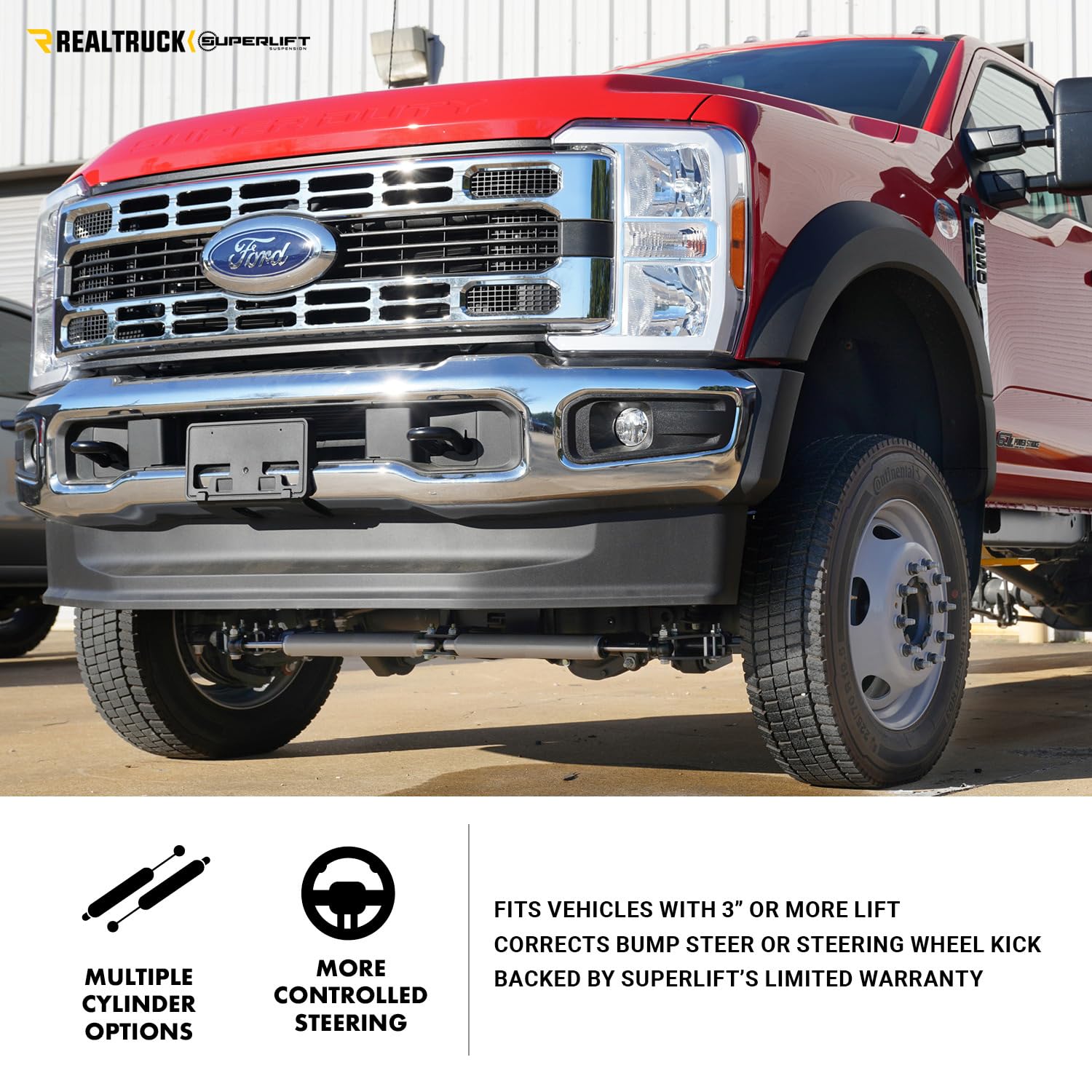 Dual Steering Stabilizer Kit Superlift for RAM 2500/3500 | Fox 2.0 Series Cylinders | 92718 | Fits 2003-2008 Dodge RAM 2500/3500 4WD with 3" of Lift or More