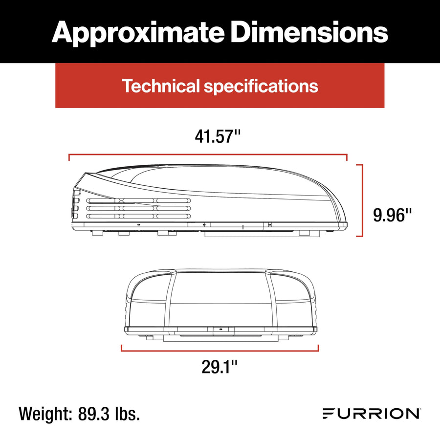 Furrion Chill 13.5K Black Low-Profile RV Rooftop Air Conditioner with Heat Pump, R32 Refrigerant, Dual Fan Motors, Vibrationsmart, Climatesmart, Adaptable Control - FACR13LPSA2-BL-AM KIT