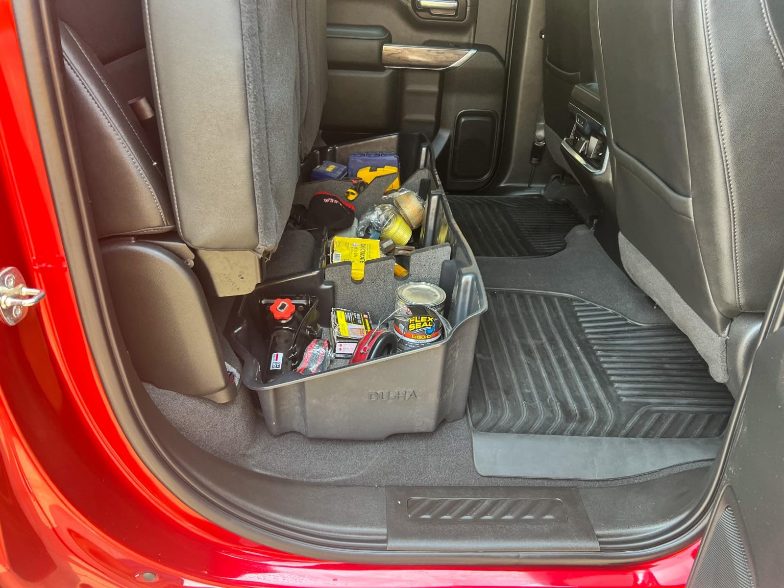 Under Seat Storage DU-HA fits 19-24 Chevy Silverado/GMC Sierra Light Duty Crew Cab & 20-24 Heavy Duty Crew Cab New Body Style | Black Heavy-Duty Back Seat Organizer | 10400