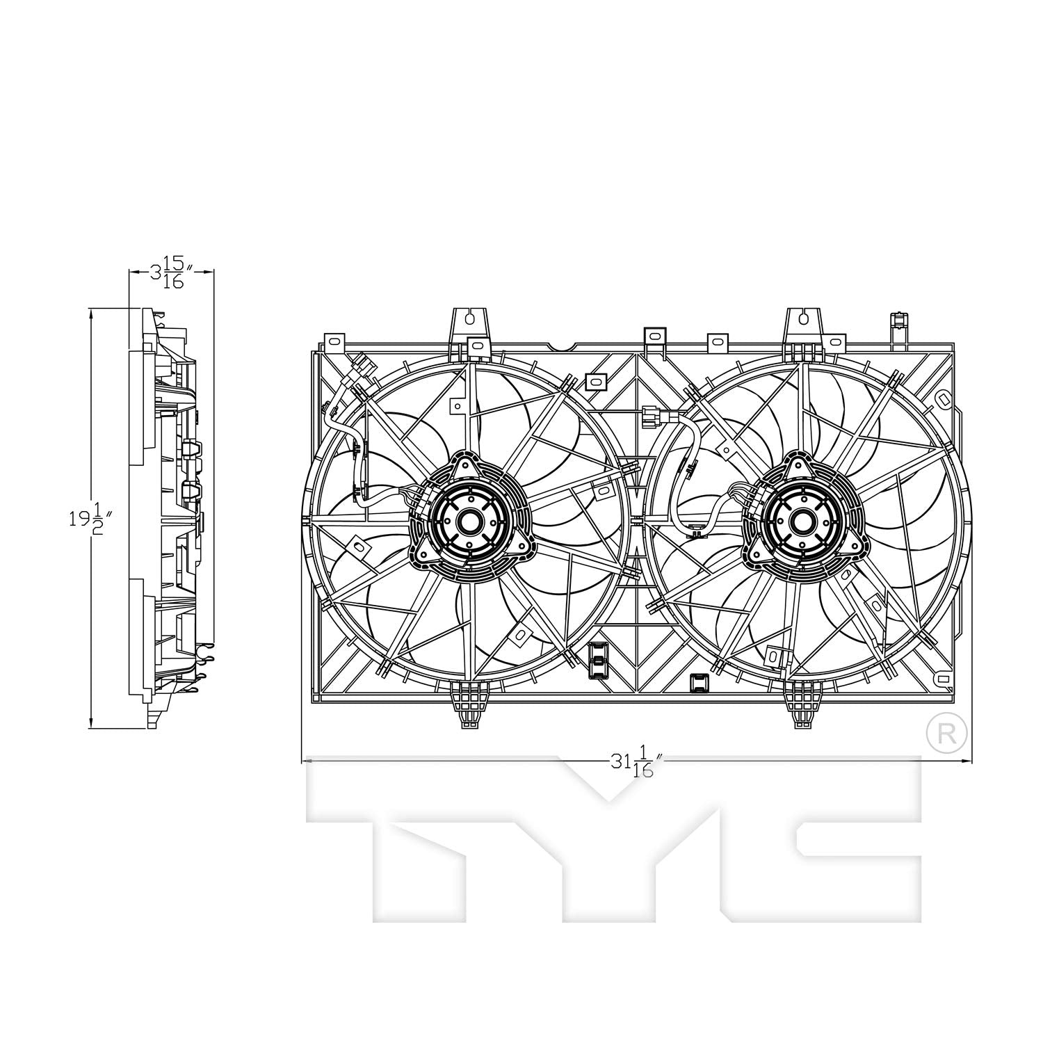 Replacement TYC 623400 Cooling Fan Assembly Compatible with Nissan Rogue, Black