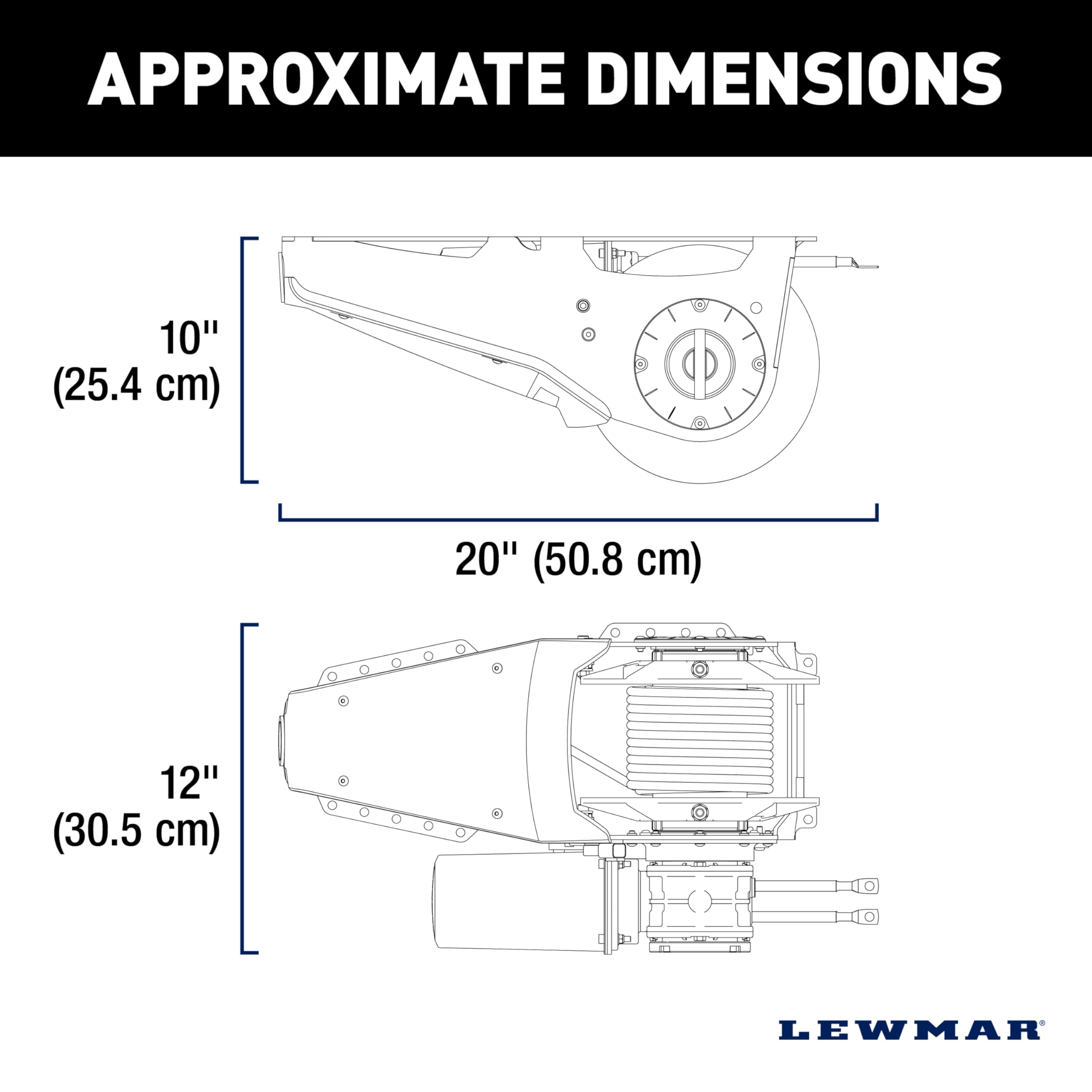 Lewmar Pontoon Anchor Winch Venta, 220 lb. Load Capacity, 92' 3-Strand Rope, 6' Setting Chain, IP66 Rated 400w Motor, Slackline Sensor Cut Off Switch, 88 lb. Ground Tackle, 12V Supply - 69001139