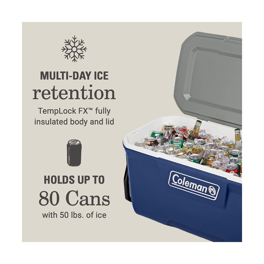 Coleman Insulated Classic Series Portable Rolling Cooler with Wheels, Leak-Resistant Outdoor Hard Cooler Keeps Ice up to 5 Days, 100-Quart