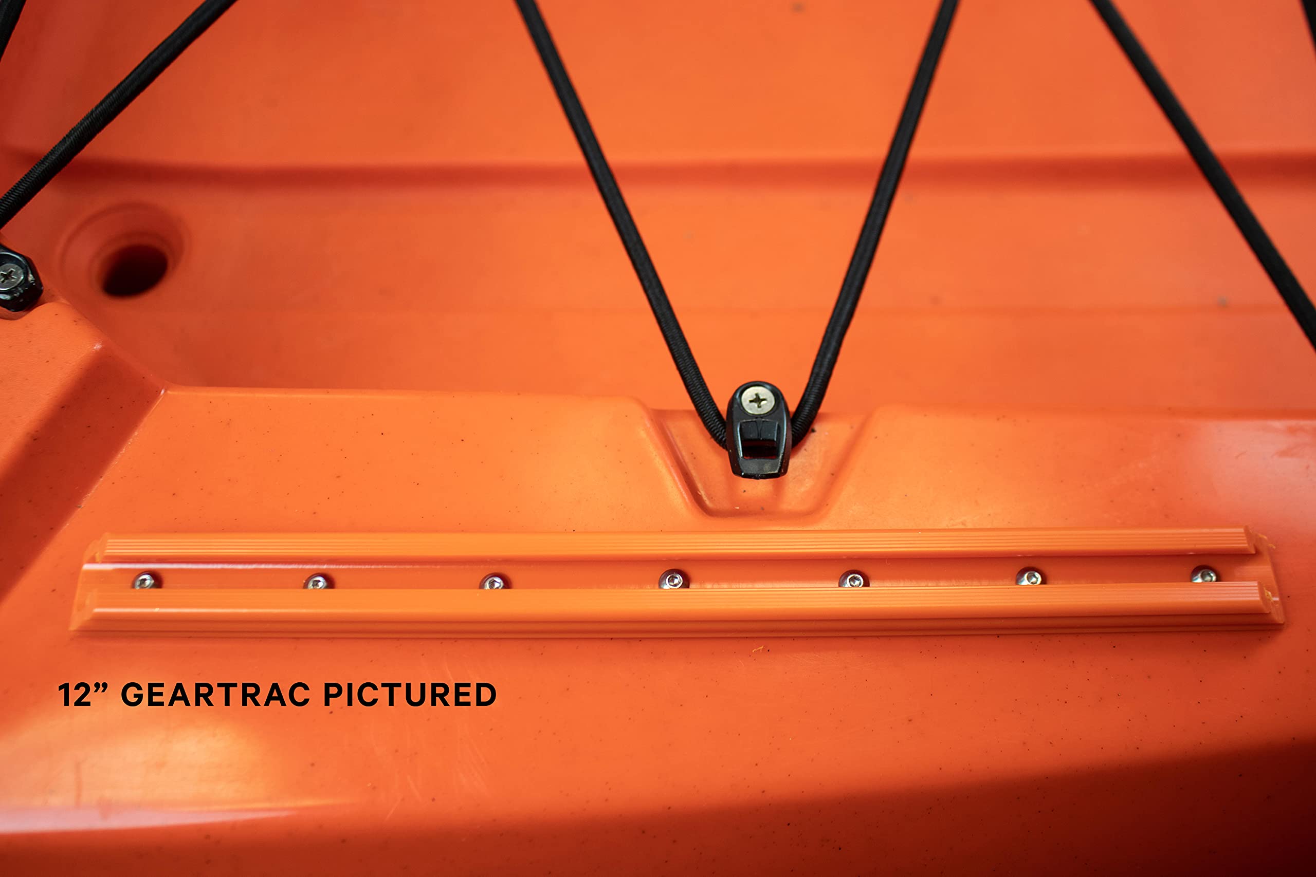 YakAttack 12" GTSL90 GearTrac – Orange | Polymer Kayak Gear Track Rail | Compatible with 1/2" Wide Track Hardware | Includes Stainless Hardware | Yak Attack USA-Made Mounting Solution