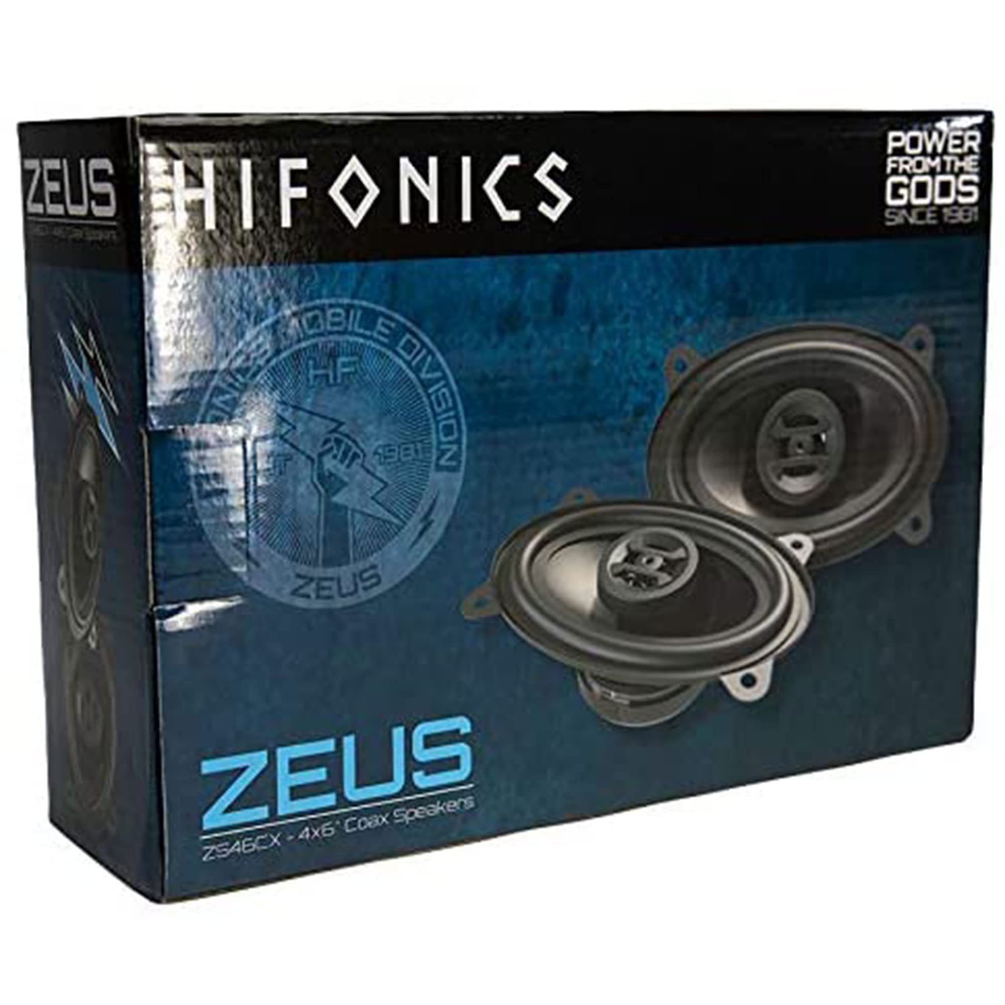 Hifonics ZS46CX Zeus 4x6 Inch 2 Way 200W Car Audio Coaxial Speaker System with Mylar Dome Tweeter and Alpha Cellulose Poly Woofers, Pair