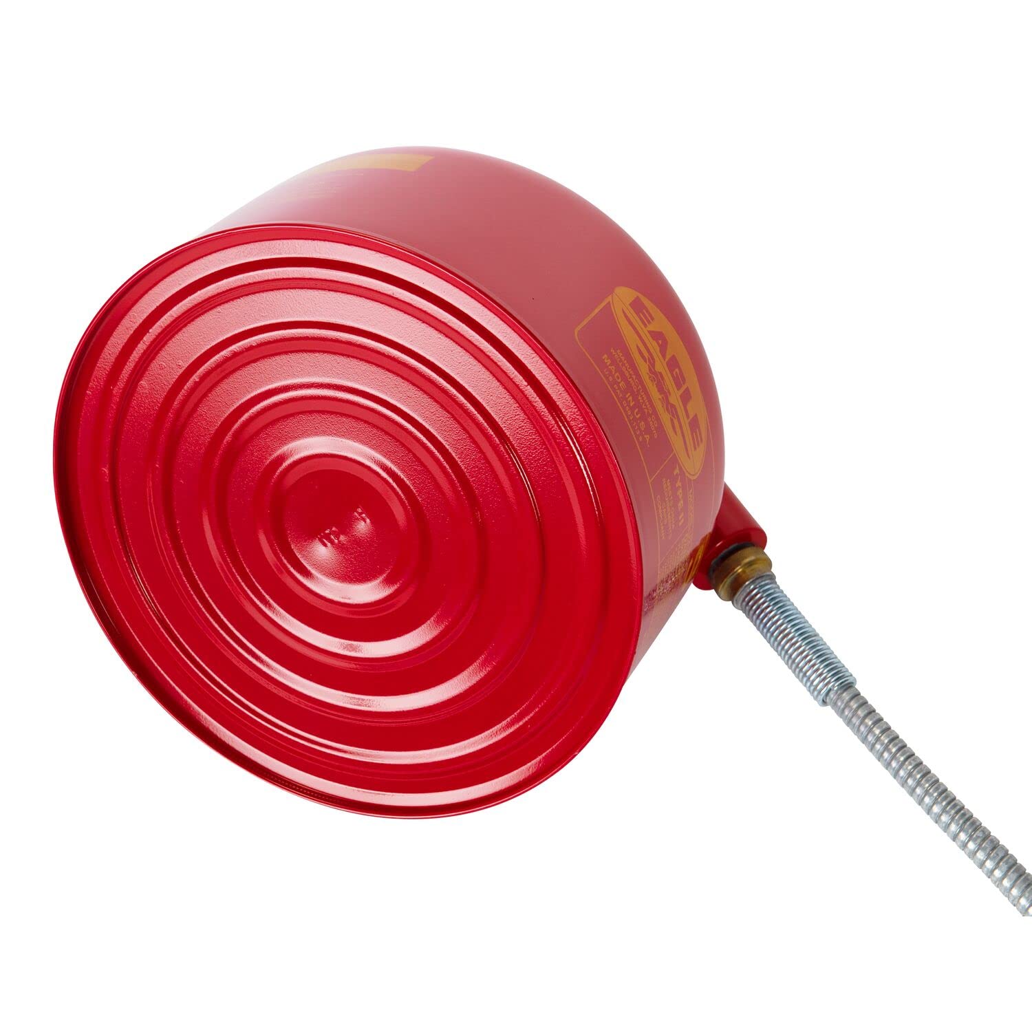 Eagle 1 Gallon Red Type II Safety Gas Can for Gasoline with Flame Arrester, Self-Closing Lid, and 12" x 7/8" Flexible Metal Hose, Made in the USA, Galvanized Steel Flammable Storage Can, U211S