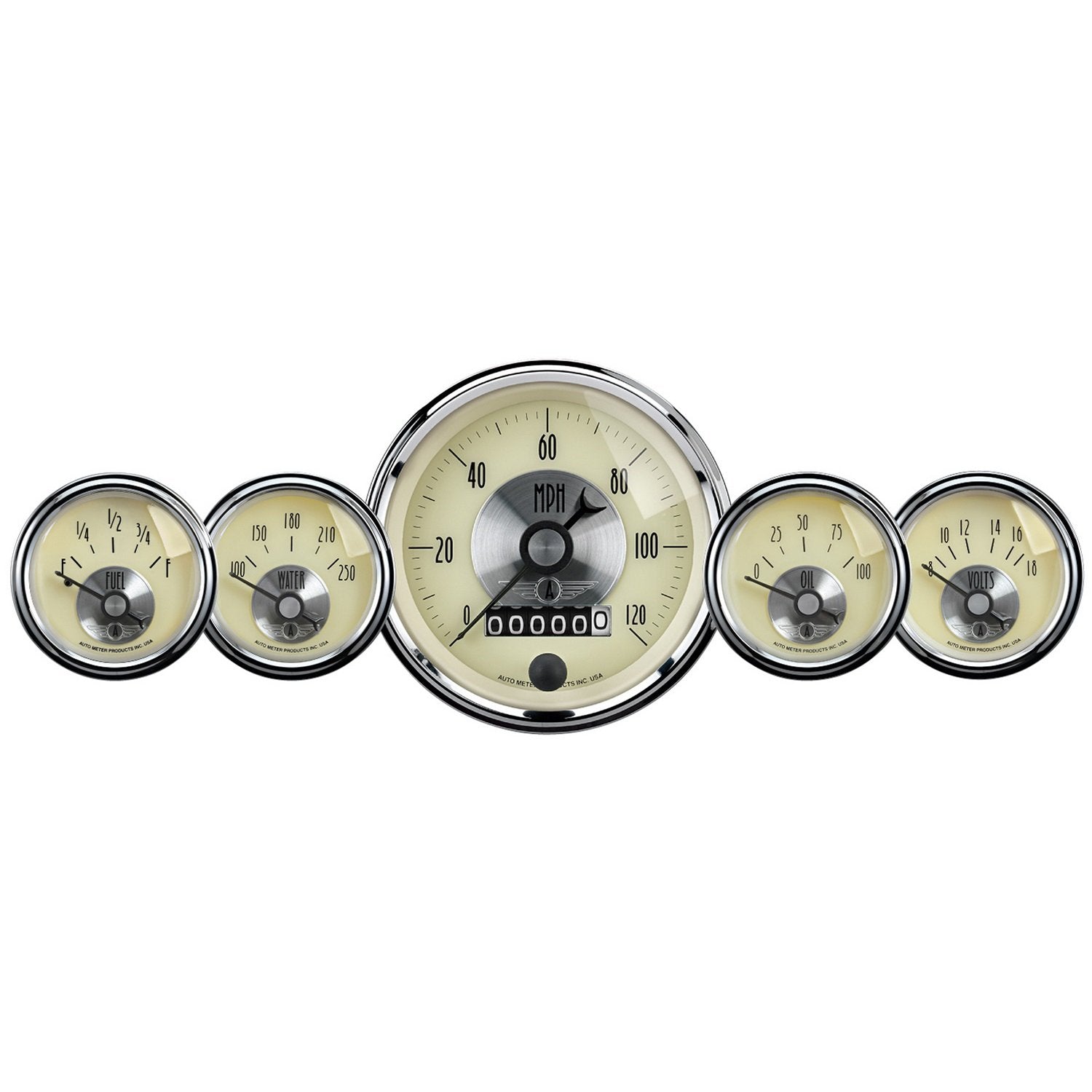 Auto Meter Prestige Wheel Odometer Gauge 2002 - 5 Piece Antique Ivory