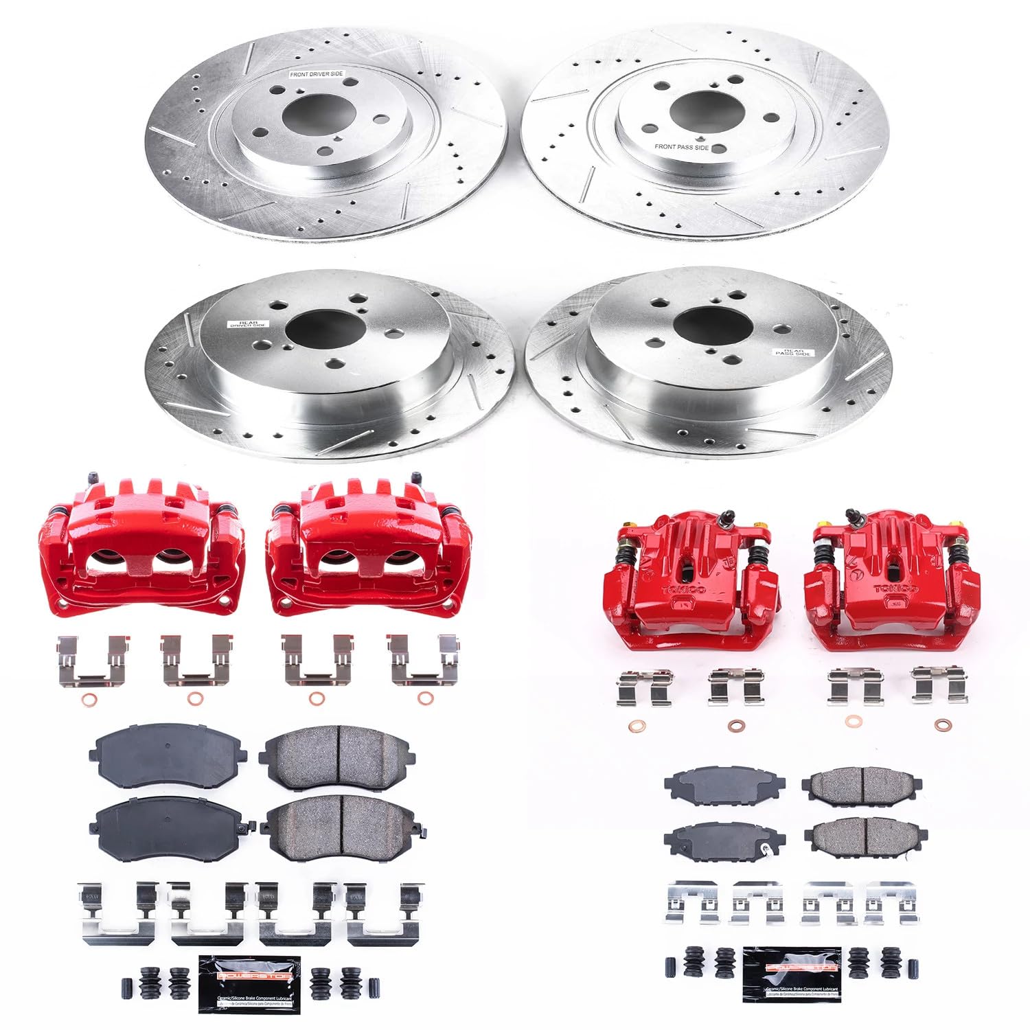 Power Stop Z23 Evolution Sport Front & Rear Brake Caliper Kit- Brake Pads, Brake Rotors and Brake Calipers