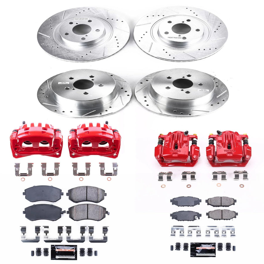Power Stop Z23 Evolution Sport Front & Rear Brake Caliper Kit- Brake Pads, Brake Rotors and Brake Calipers