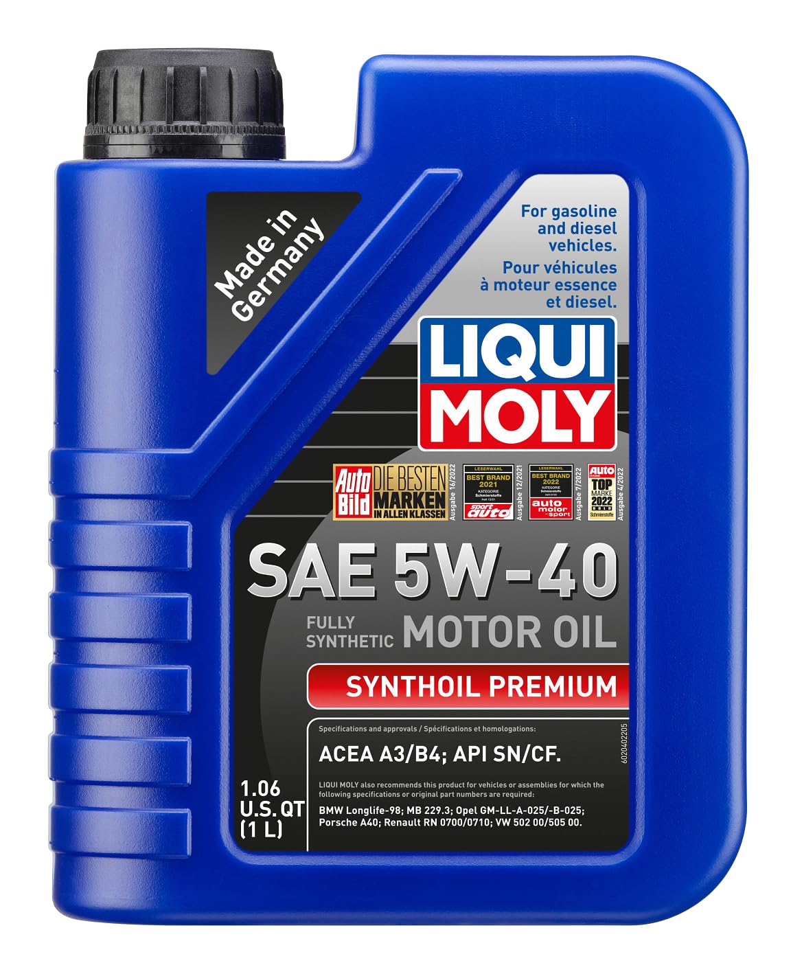SAE 5W-40 LIQUI MOLY Synthoil Premium | 1 L | Fully synthetic engine oil | SKU: 2040