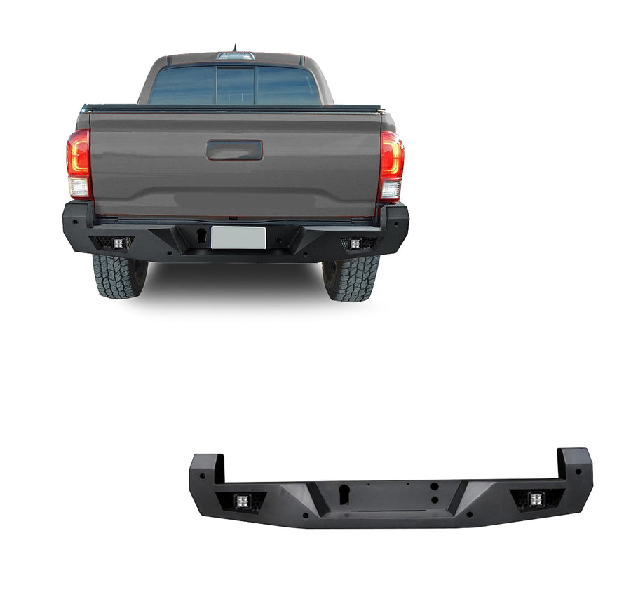 Heavy Duty Black Horse Armour Rear Bumper Matte Black Includes 1 Set of 4in Cube Lights Compatible with 2016-2023 Toyota Tacoma (Excludes Models with Rear Cross Traffic Alert)-ARB-TA16-KIT