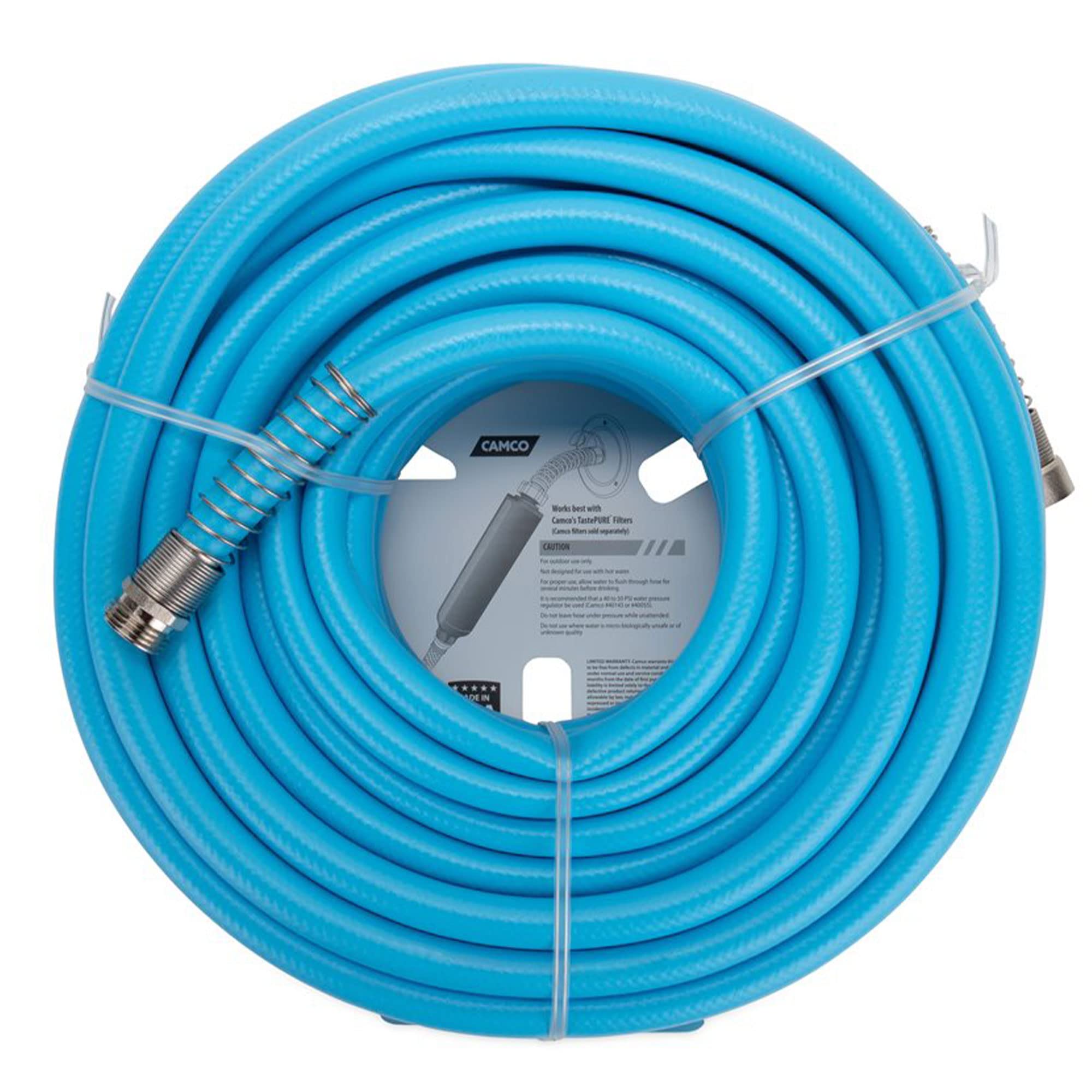 EVOFlex Camco 75-Ft RV Drinking Water Hose - Features Extra Flexible Design w/Stainless Steel Strain Relief Ends - Lead-Free, BPA-Free and Phthalate-Free - 5/8” Inside Diameter (22597)