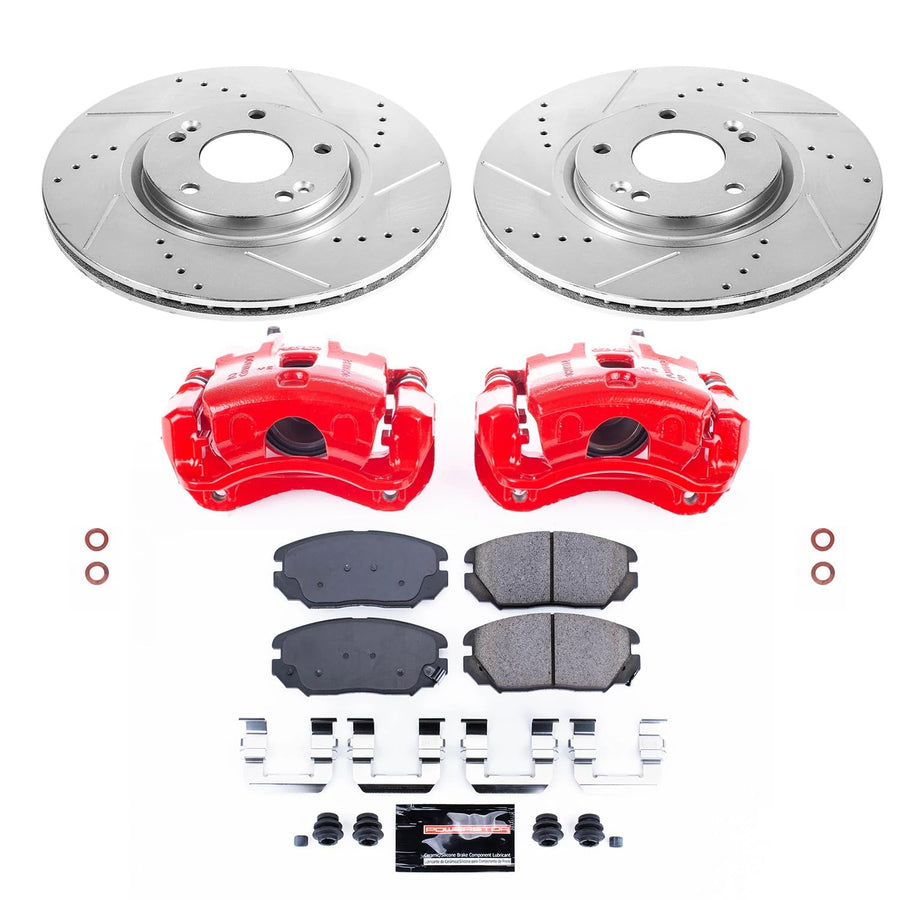 Power Stop Z23 KC4646A Evolution Sport Brake Upgrade Kit with Powder Coated Calipers- Front For Hyundai Azera 2009-2011, Kia Amanti 2007-2009 [Model Specific]