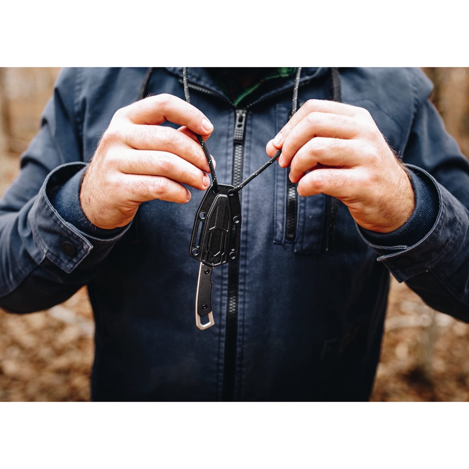 Kershaw Drop Point Brace Pocket Knife, 2-in. Blade, Molded Neck Sheath, Fixed Blade (2085), Black