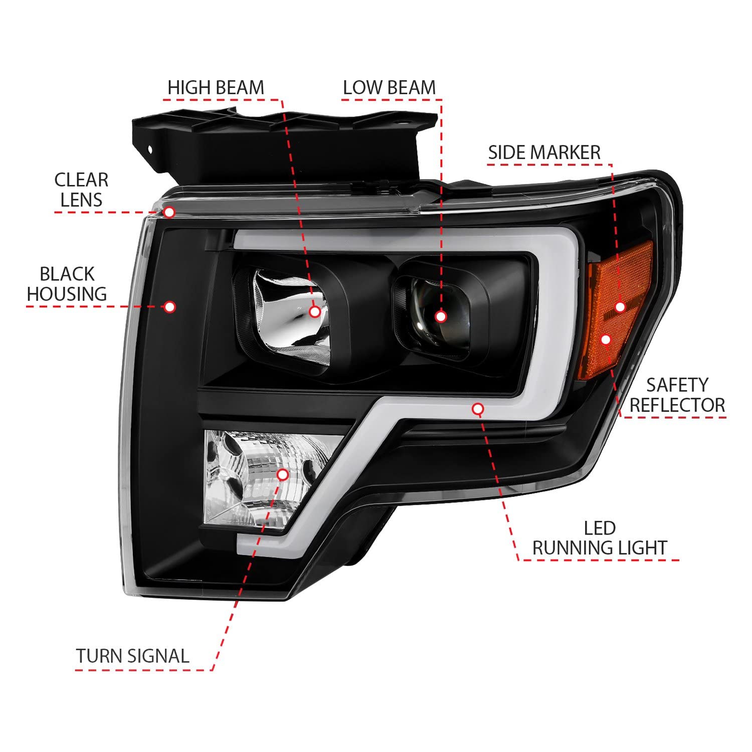 111443 ANZO USA Projector Headlamps Fits Ford F-150