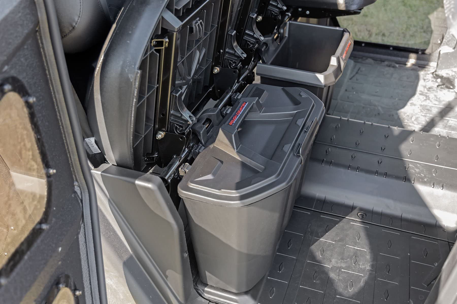 Rough Country Under Seat Storage Box for Can-Am Defender HD5 / HD8 / HD9 / HD10 (2016–2025) - Drop-In Passenger Seat Organizer, Water-Resistant, 3.7-Gallon Storage Capacity