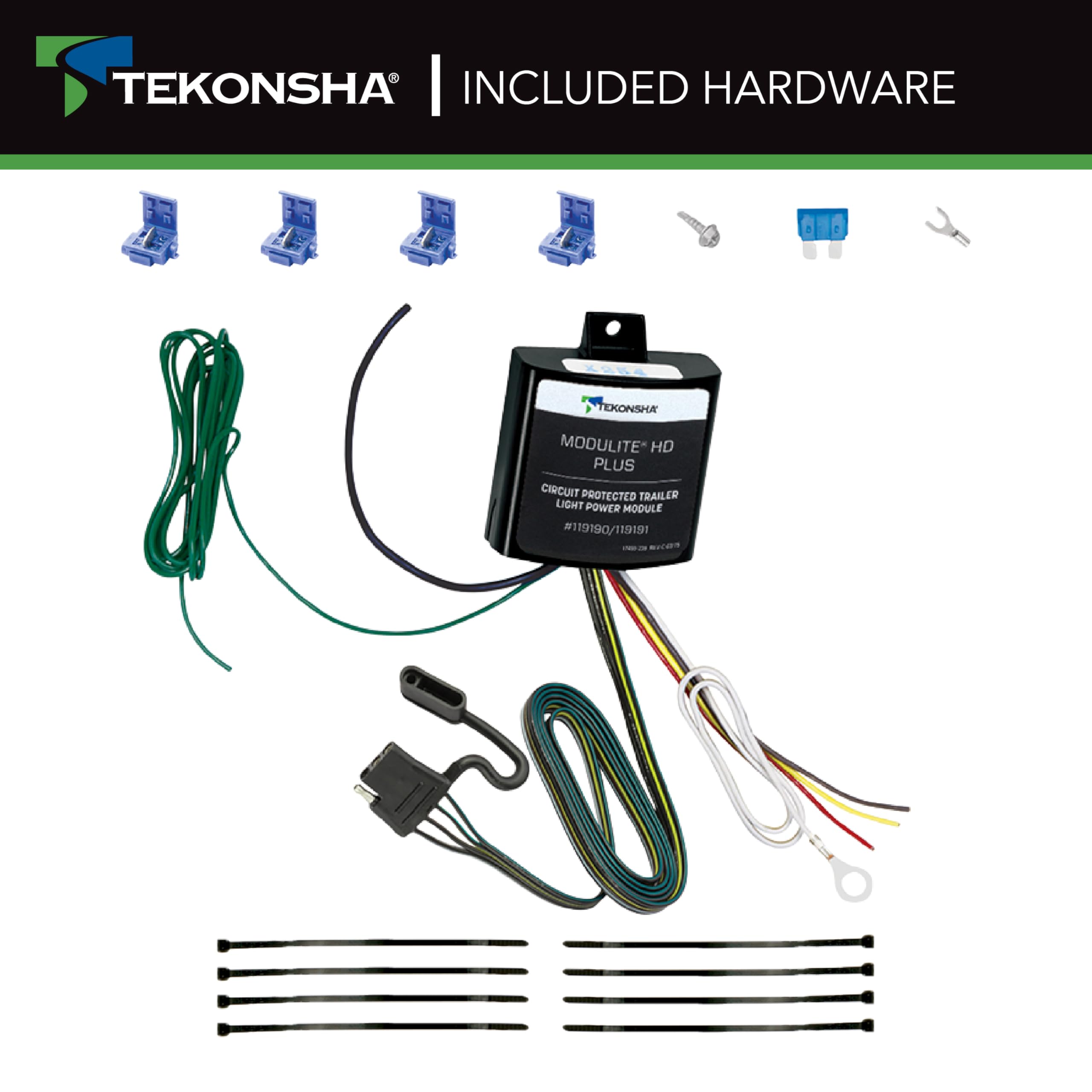 Tekonsha ModuLite HD Plus Protector 119191 w/Integrated Circuit & Overload Protection Trailer Light Power Module & Installation Kit, Can be used on a 2 wire or 3 wire system