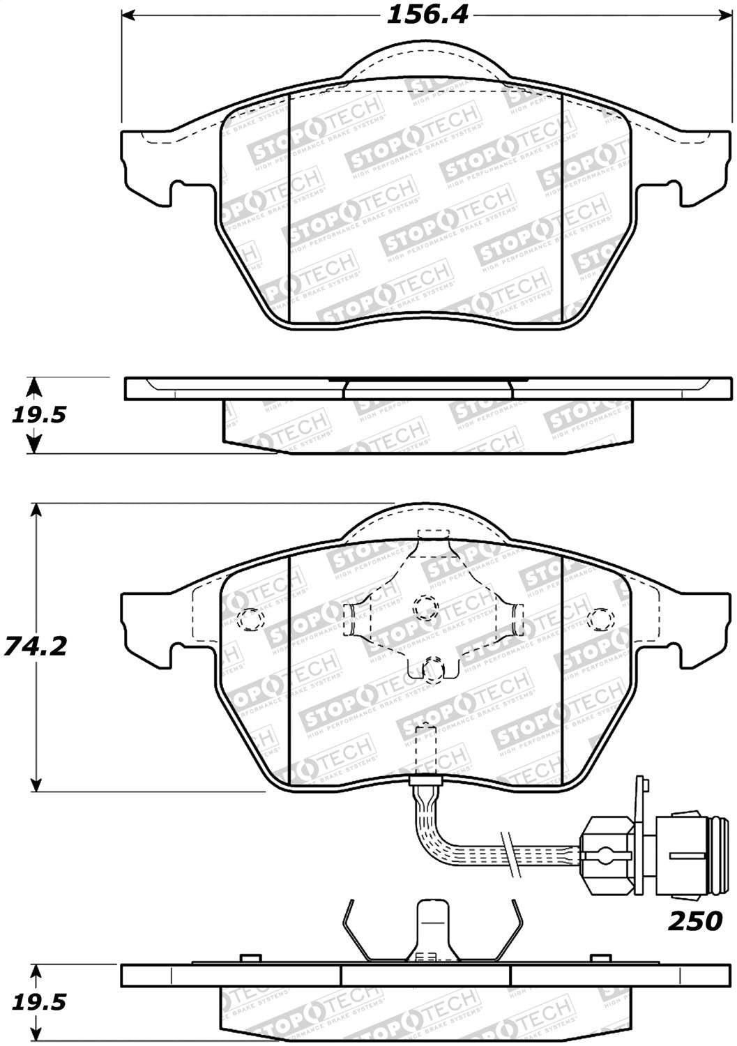 Front StopTech 308.05552 Brake Pads with Shims Street