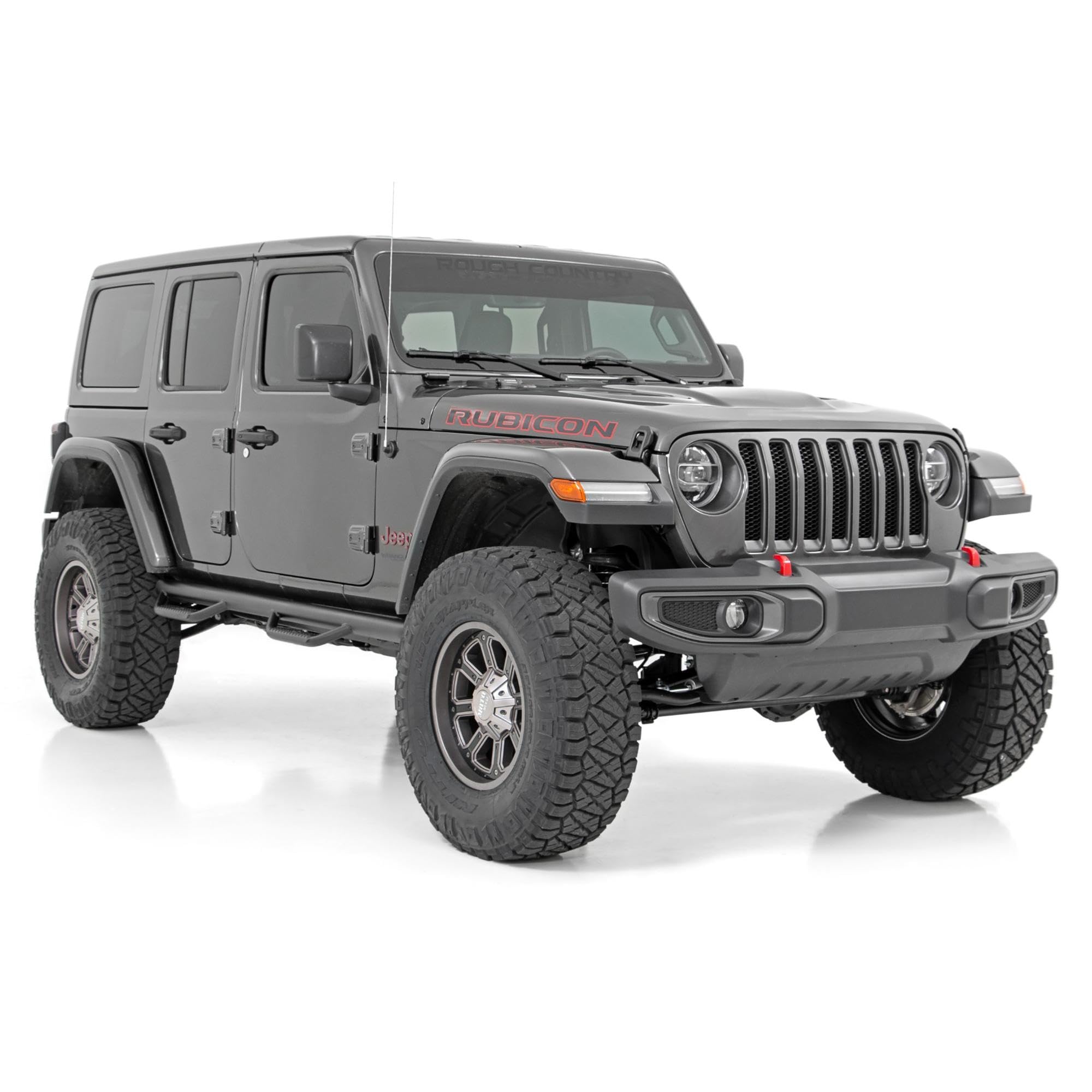 3.5" Rough Country Lift Kit w/ N3 Shock Absorbers for Jeep Wrangler Rubicon 4-Door (2024-2025) - Includes Front & Rear N3 Shocks, Adjustable Lower Control Arms, Coil Springs